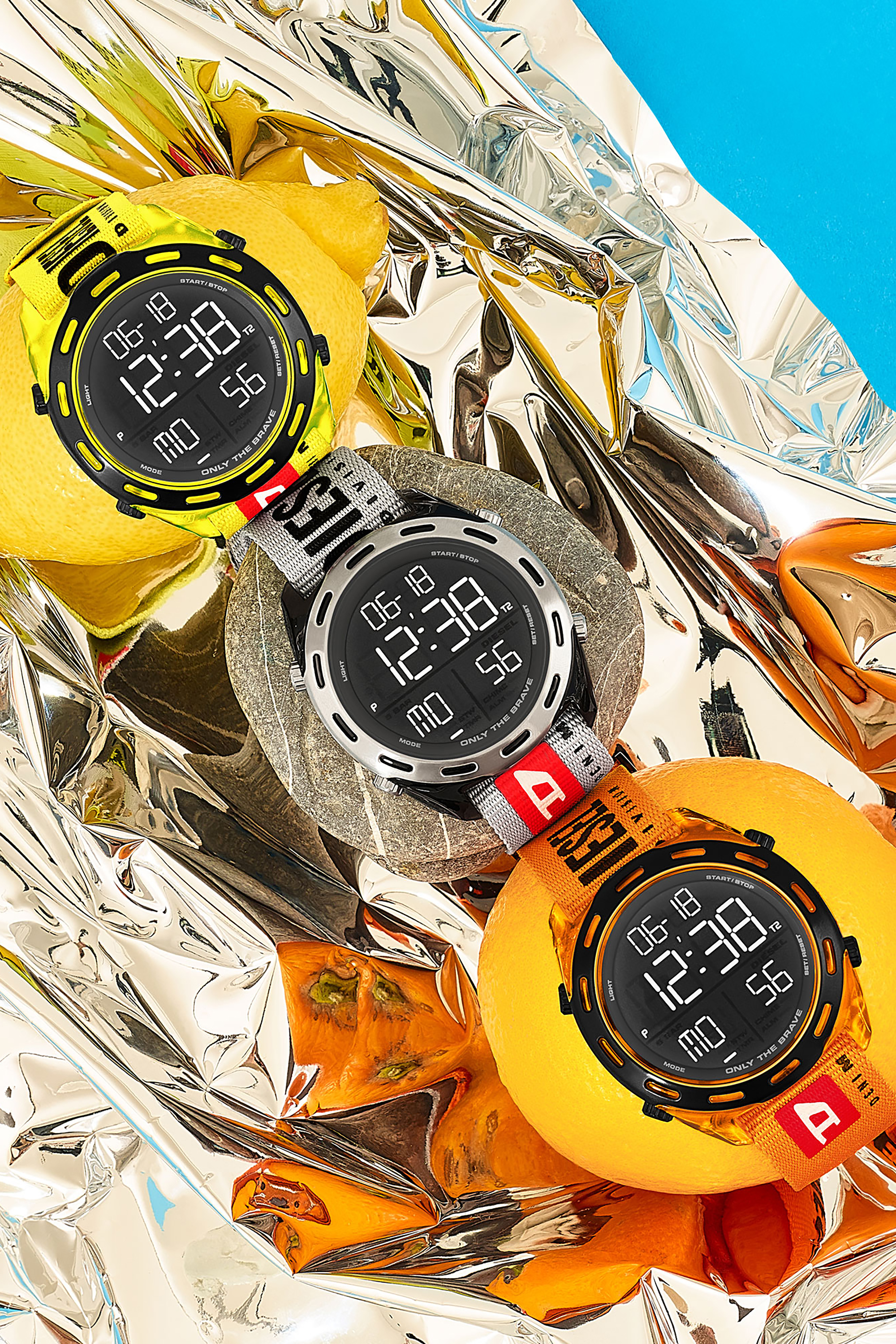 Diesel - DZ1896, Man's Crusher digital orange nylon watch in Orange Fluo - 3