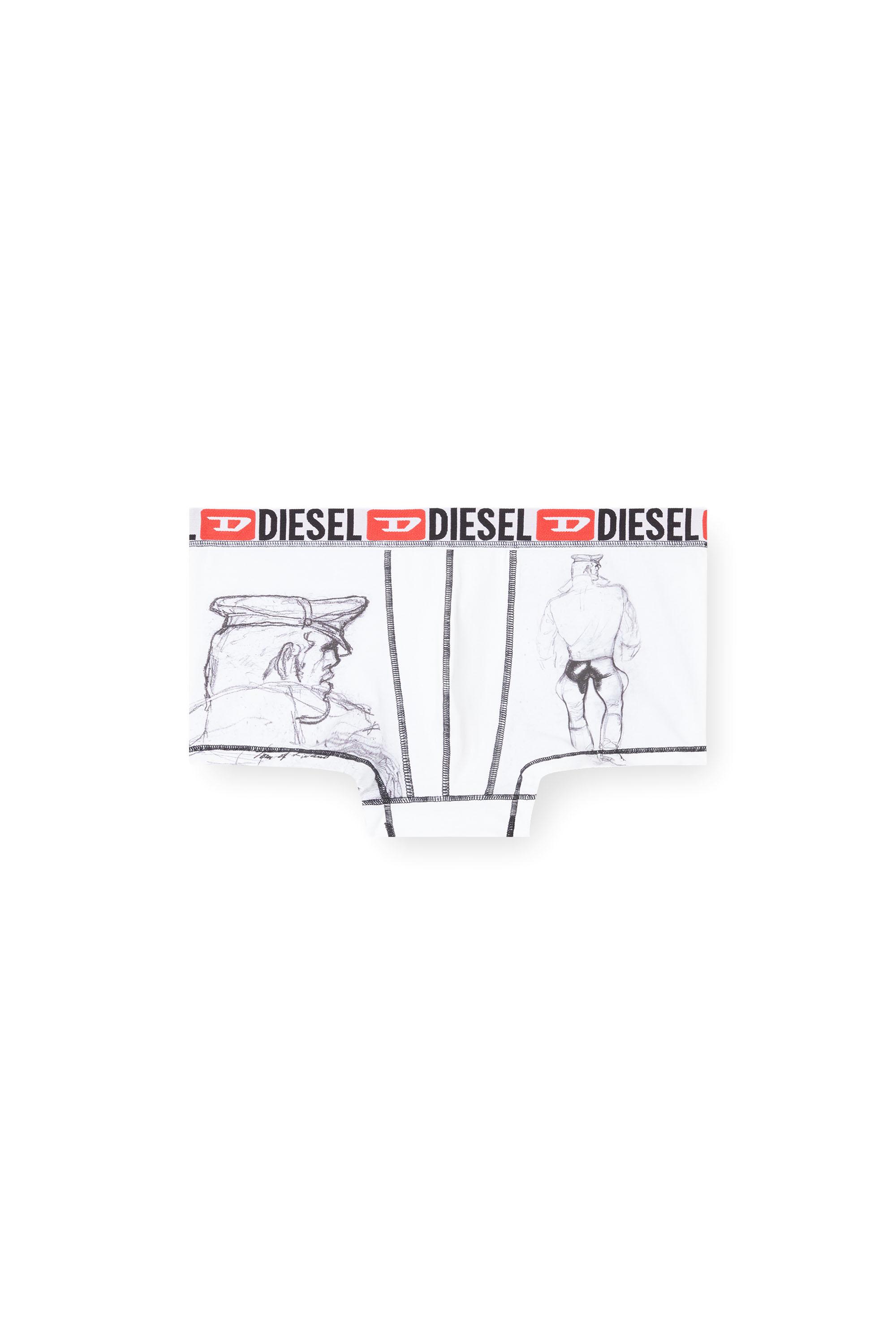 Diesel - PR-DAMIEN, Man's Boxer shorts with sketch-effect print in White - 2