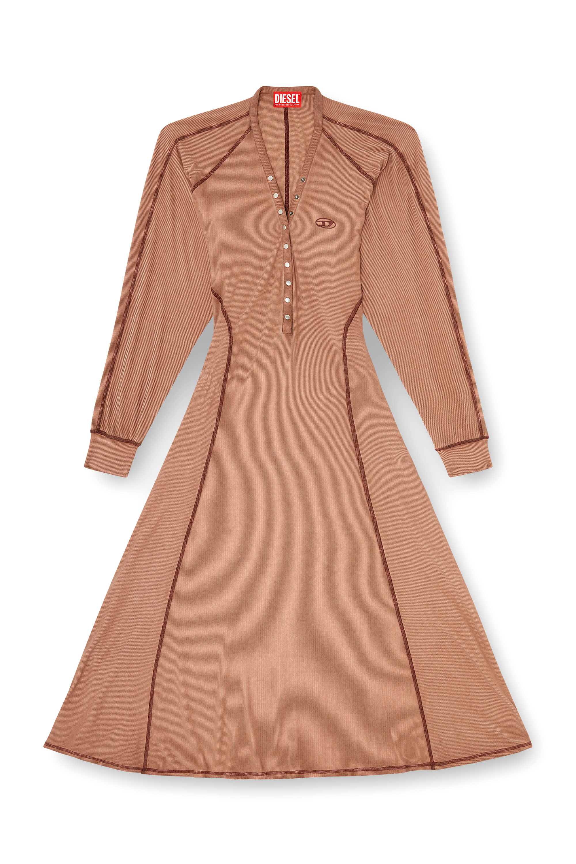 Diesel - D-ISERINA, Woman's Midi dress in ribbed jersey with batwing sleeves in null - 2
