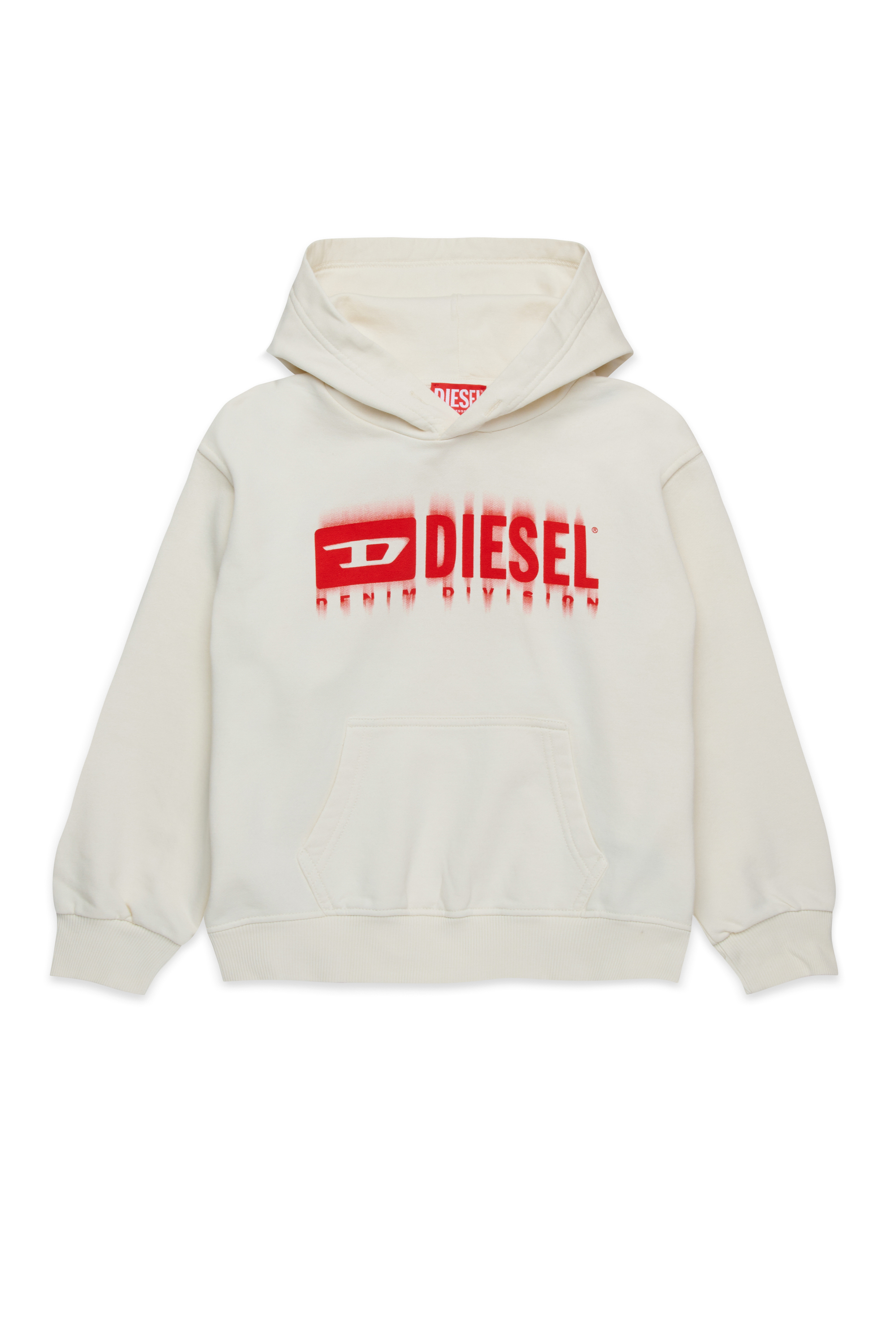 Diesel - SGINNHOODL5 OVER, Man's Hoodie with smudged logo in White - 1