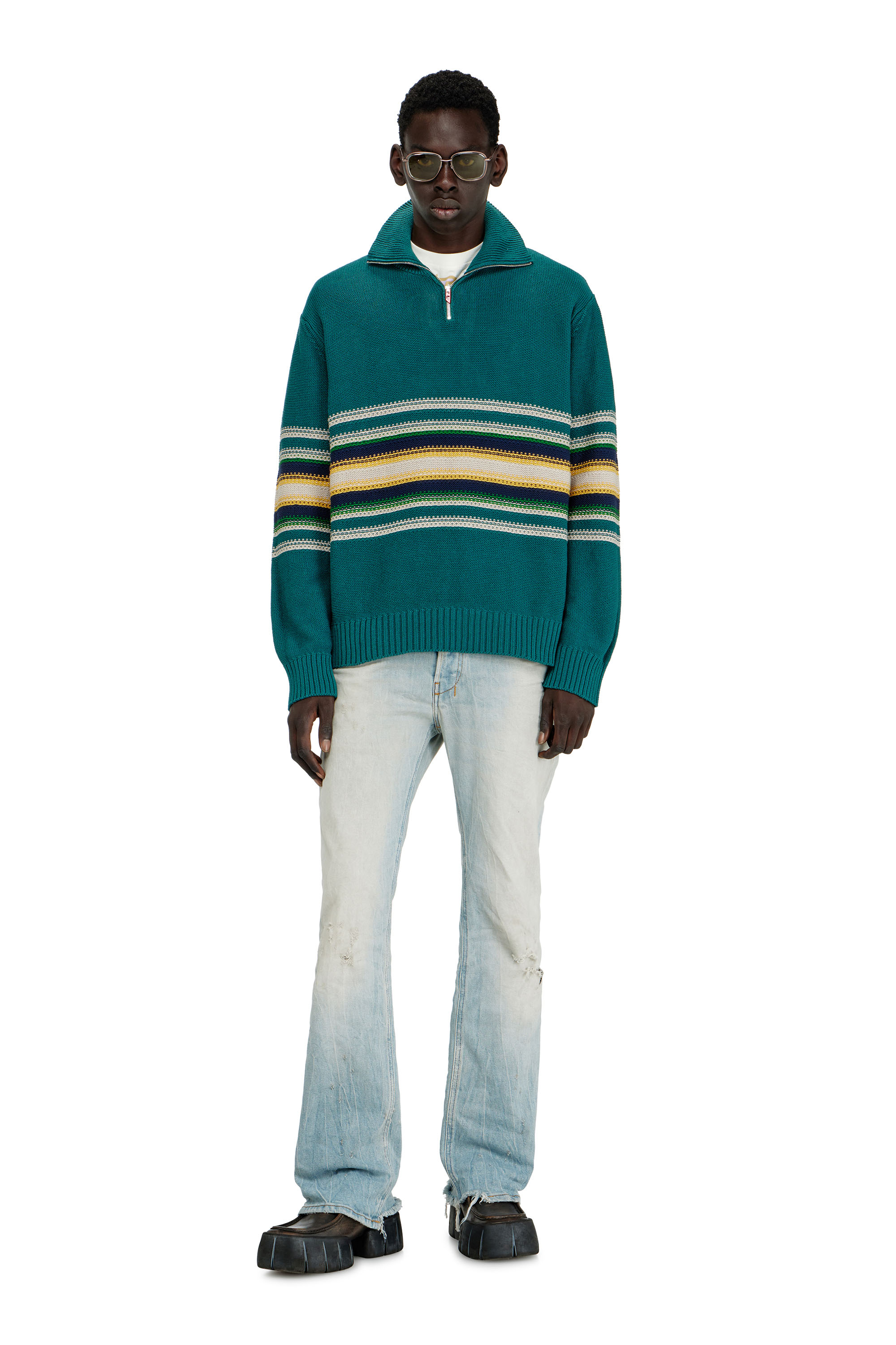 Diesel - K-TIMEO, Man's Cotton jumper with turtle neck in Green - 2