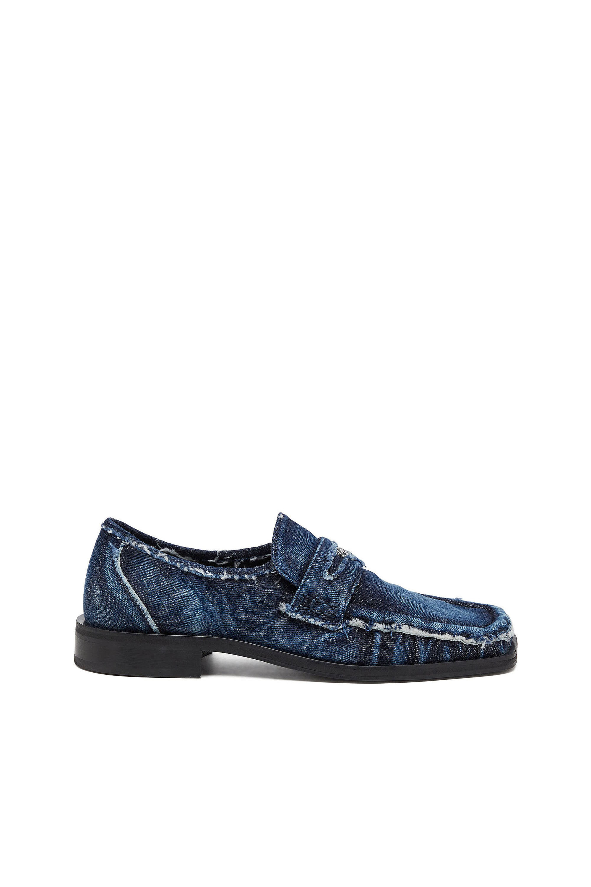 Diesel - D-AMBER LOAFER, Man's D-Amber - Penny loafers in frayed denim in Blue - 1