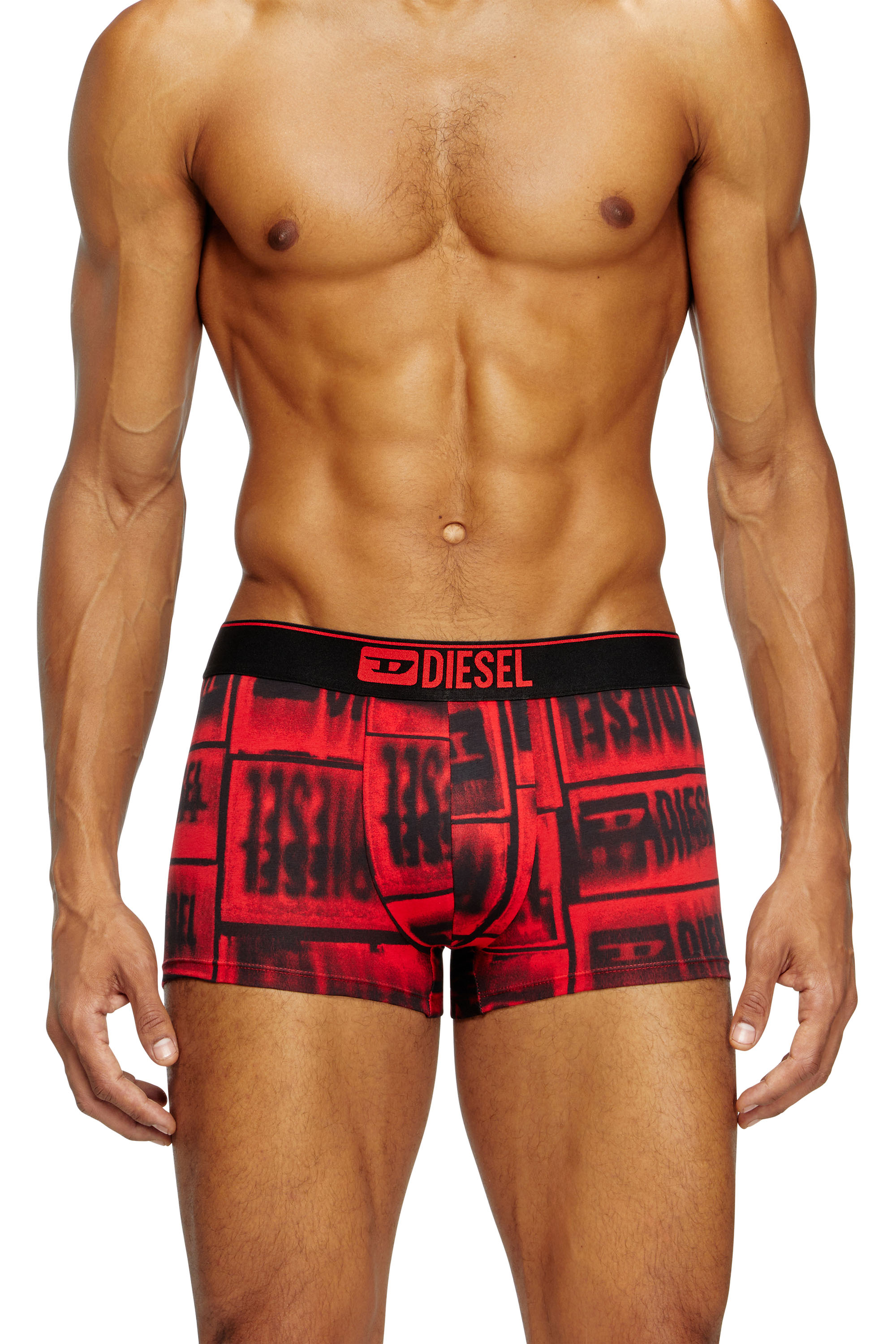 Diesel - DAMIEN-D-BOX, Man's Boxer briefs with faded logo print in Red - 2