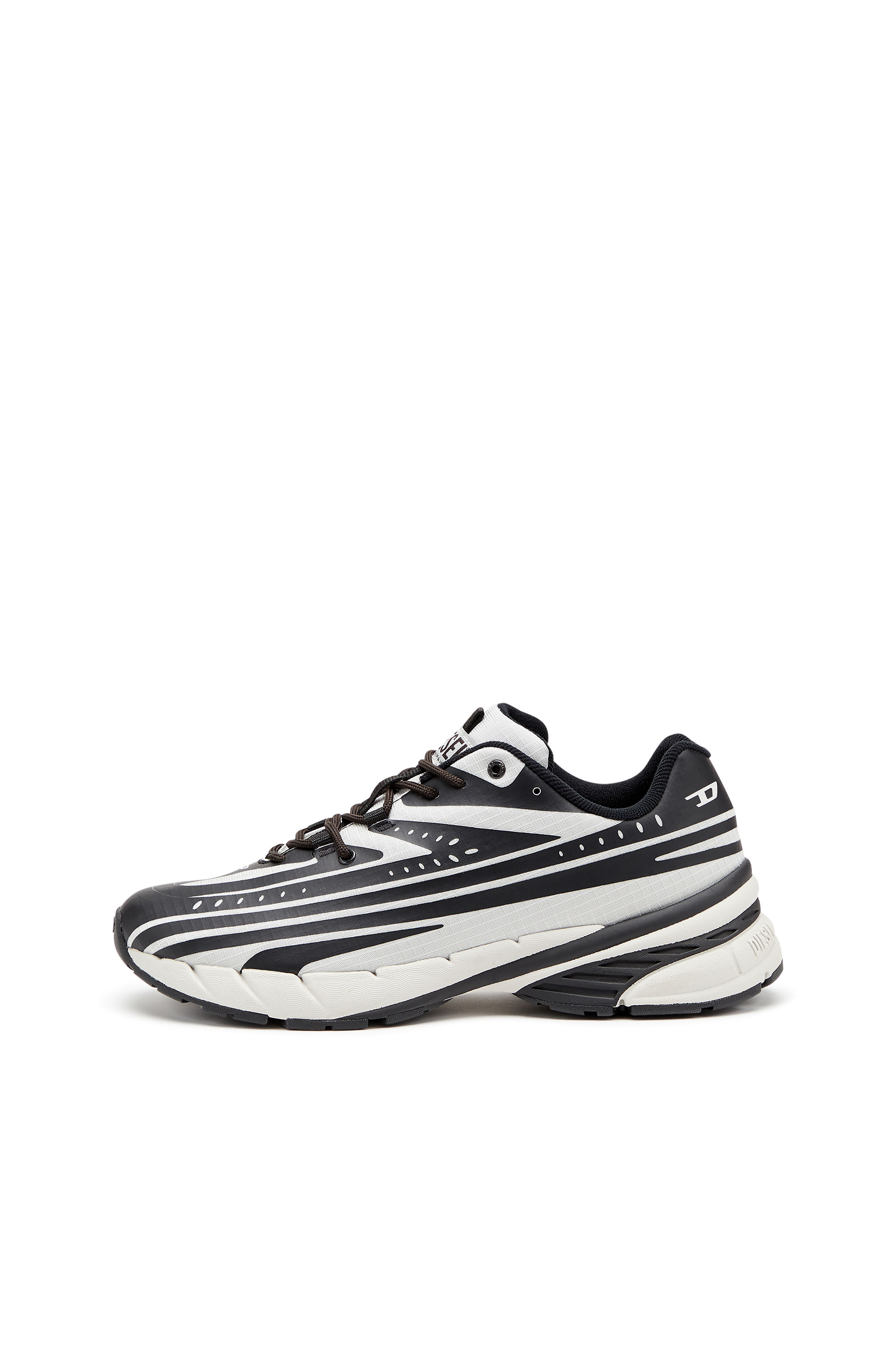 Diesel - D-AIRSPEED LOW, Man's D-Airspeed Low-Striped sneakers in coated ripstop in Black/Grey - 7