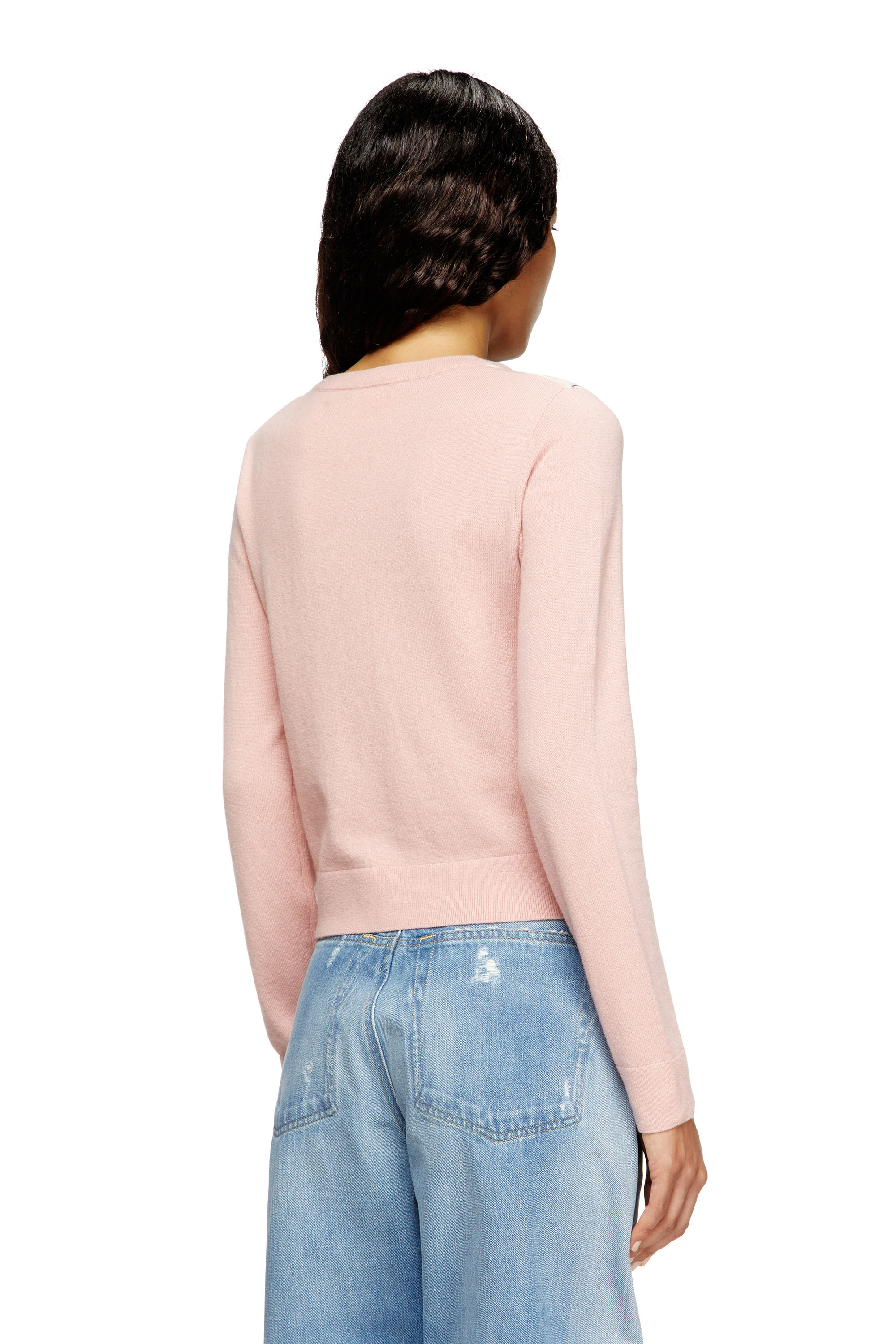 Diesel - M-ROMKO-LS, Woman's Cut-out jumper in argyle wool in Pink - 4