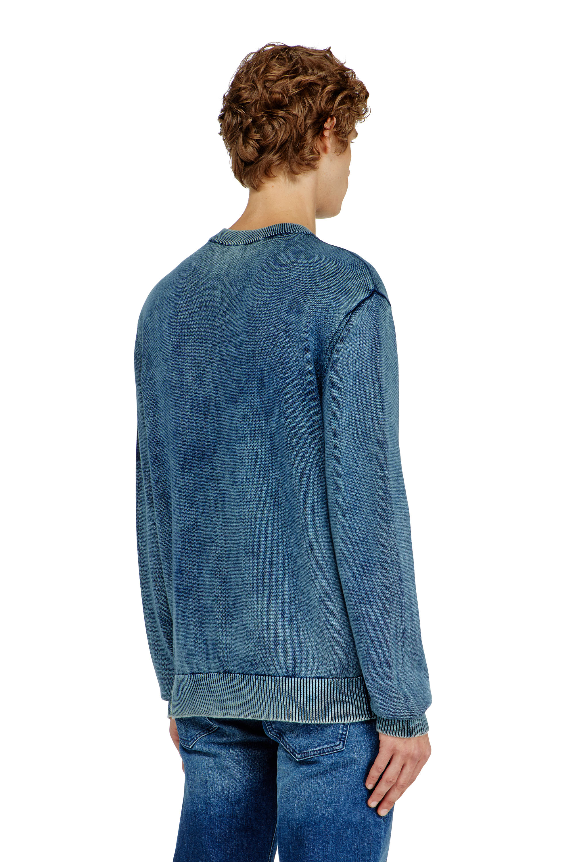 Diesel - K-PERNE, Man's Denim-look jumper with patch effects in Medium blue - 4