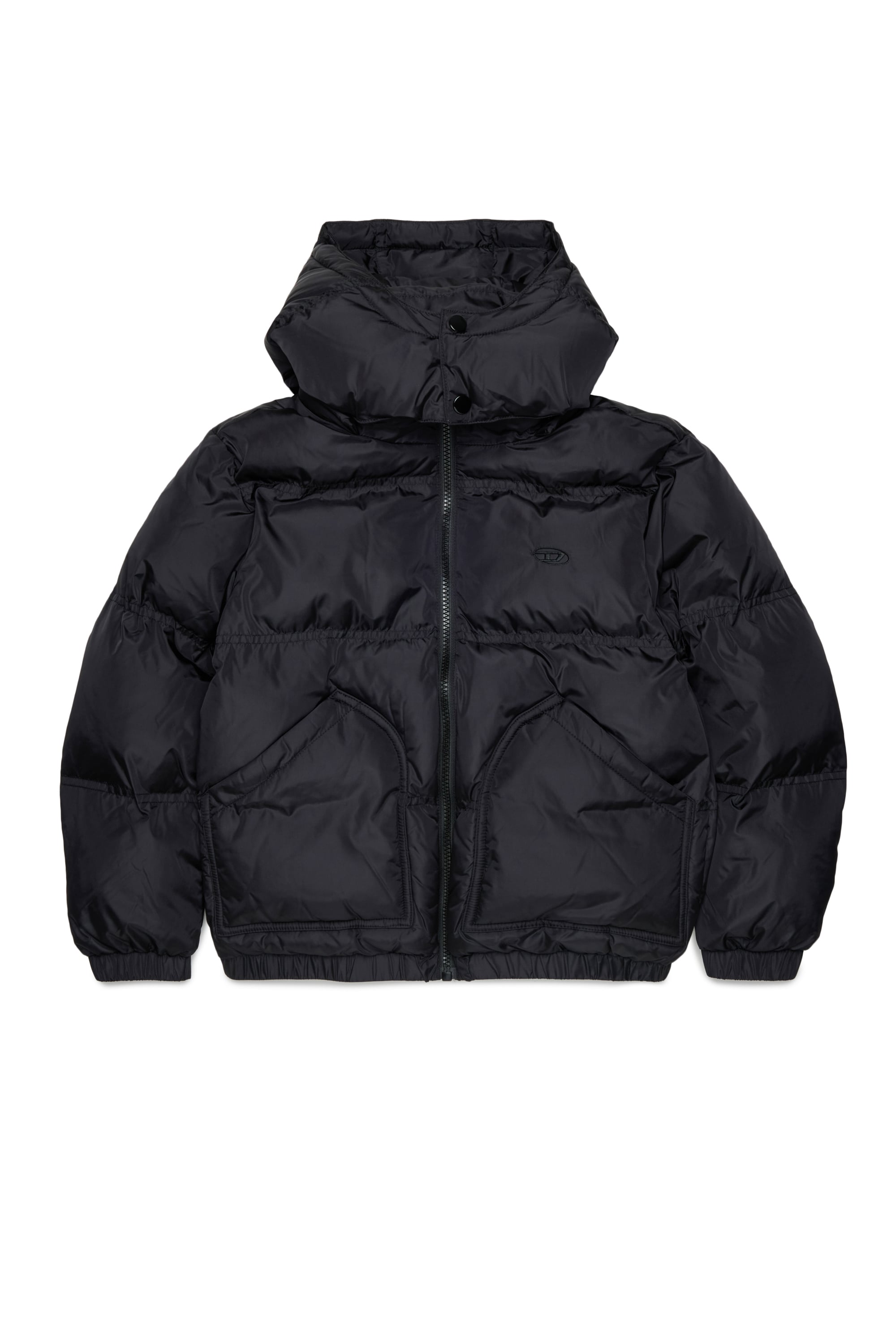 Diesel - JRIVON, Unisex's Hooded puffer jacket with oversized pockets in Black - 1