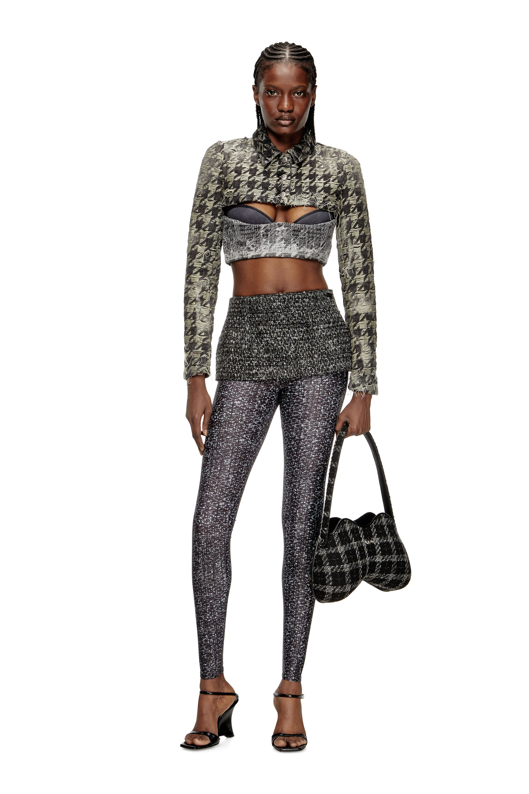 DOUBLE-D SHOULDER, Black Diesel - DOUBLE-D SHOULDER, Woman's Double-D-Shoulder bag with houndstooth motif in Black - 7
