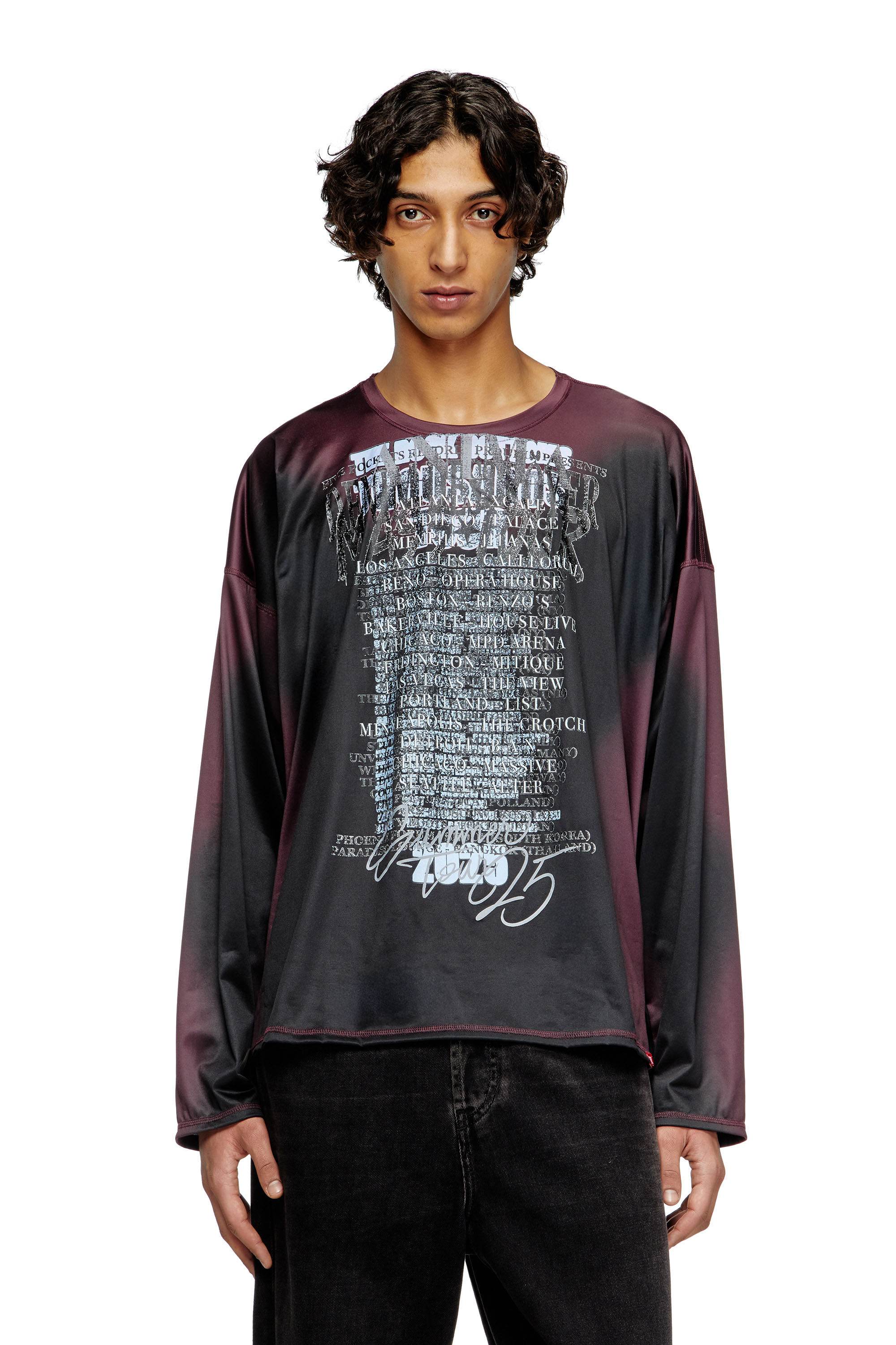 T-OLAVI-AA, Black/Violet Diesel - T-OLAVI-AA, Unisex's Long-sleeve tech-jersey T-shirt with lyrics print in Black/Violet - 3