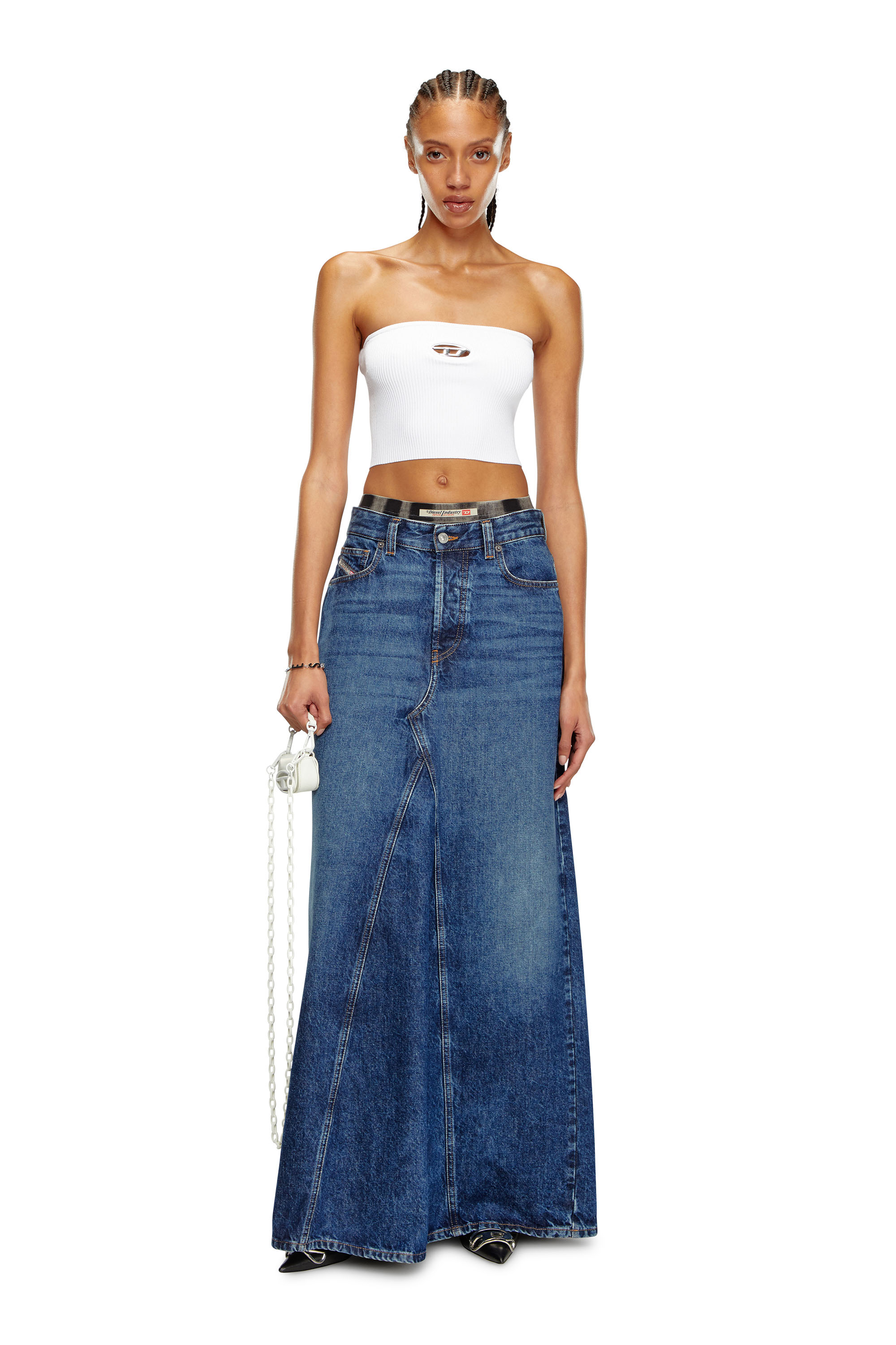 M-CLARKSVILLEX, White Diesel - M-CLARKSVILLEX, Woman's Tube top with logo plaque in White - 1