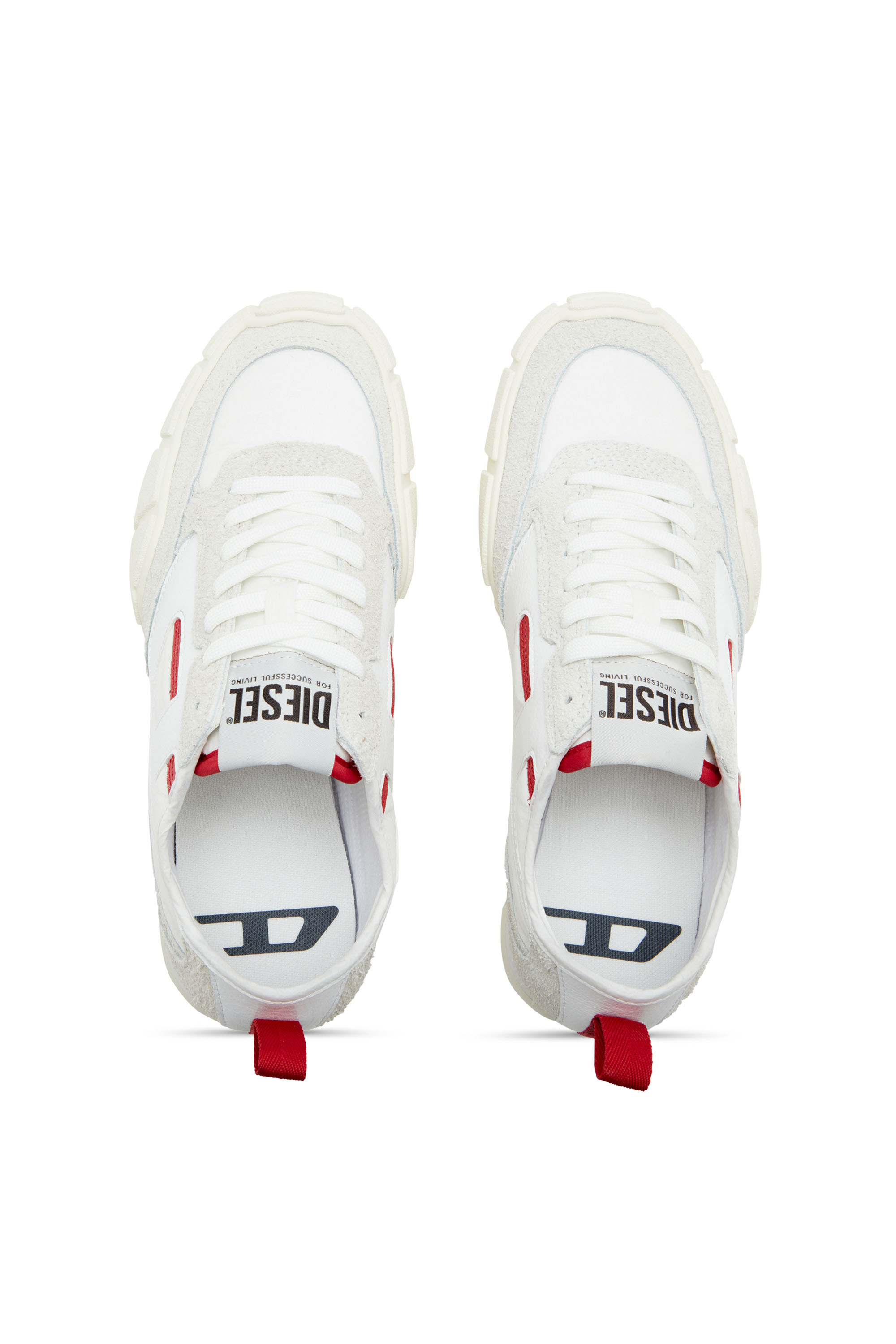 S-PAGODHA LOW W, White/Red Diesel - S-PAGODHA LOW W, Woman's S-Pagodha-Sneakers in leather, suede and ripstop in White/Red - 4