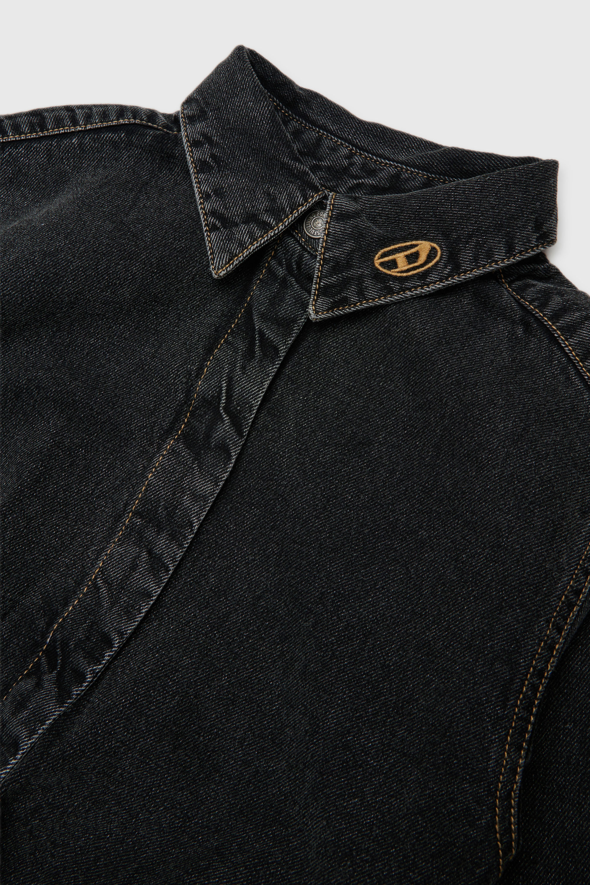 Diesel - DESUSY, Woman's Denim shirt dress with tie-knot waist in Black/Dark grey - 3