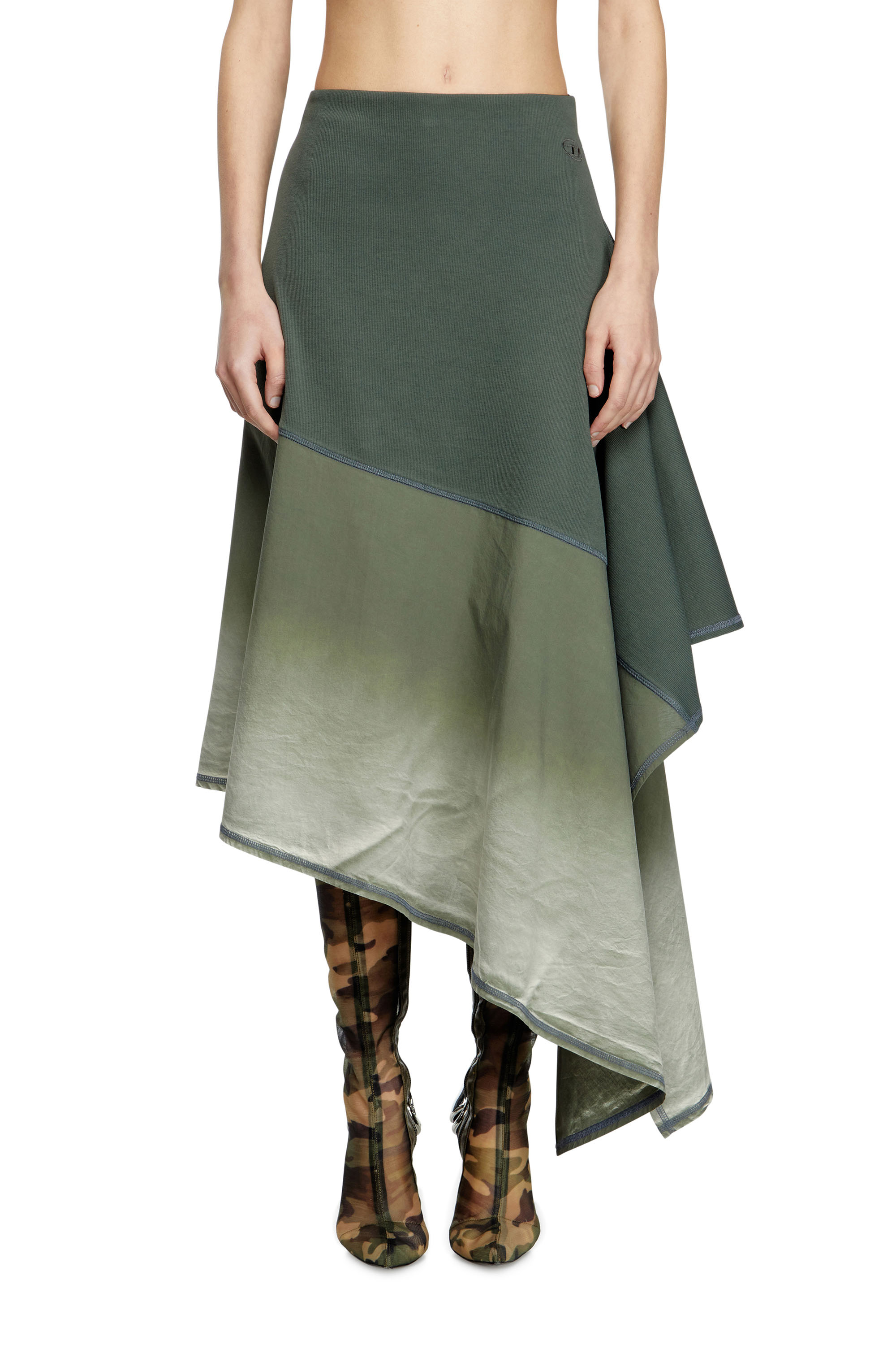 Diesel - O-MARTA, Woman's Spliced asymmetrical midi skirt in null - 1