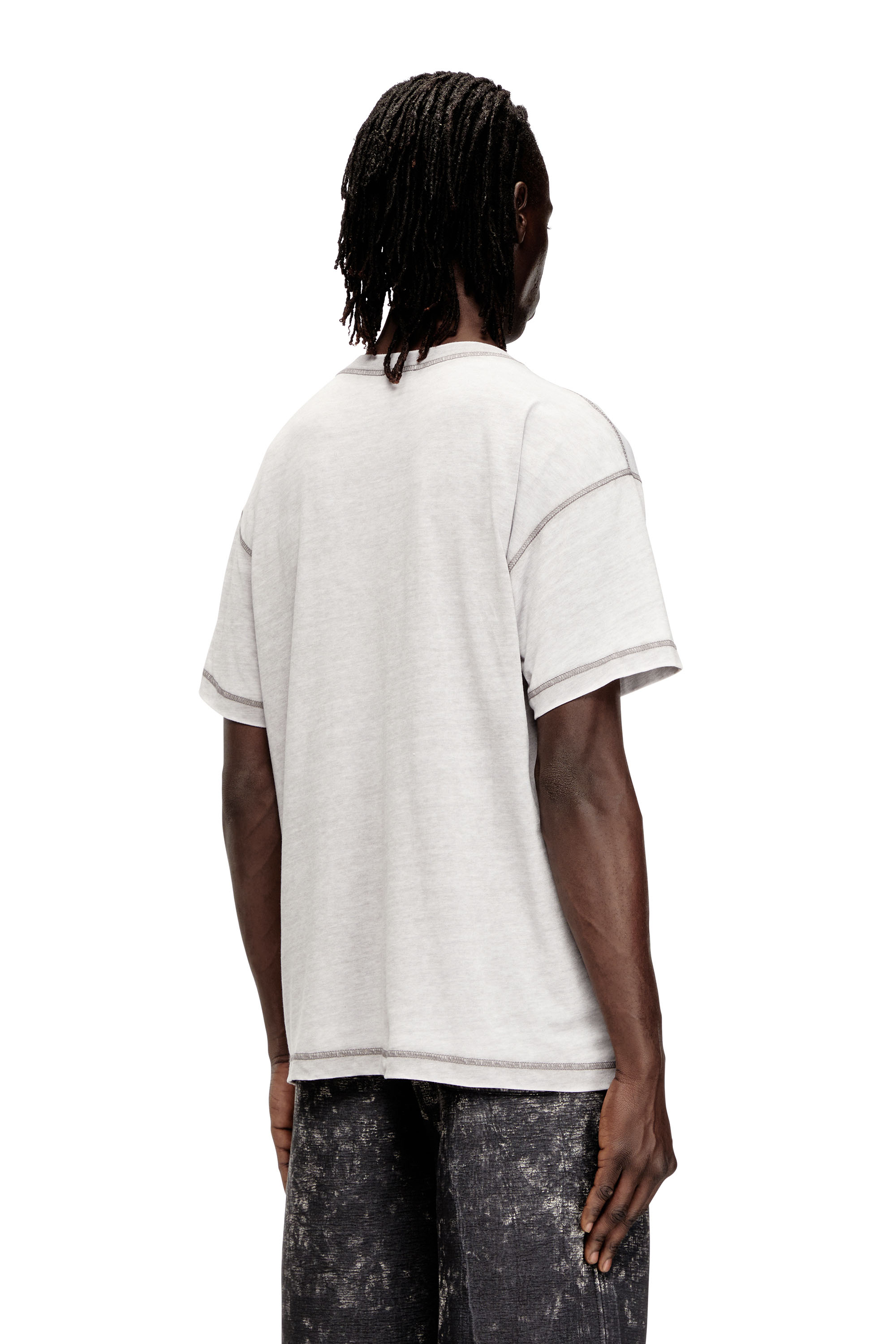 Diesel - T-NORM-V6, Man's Regular T-shirt with print and studs in Grey - 4