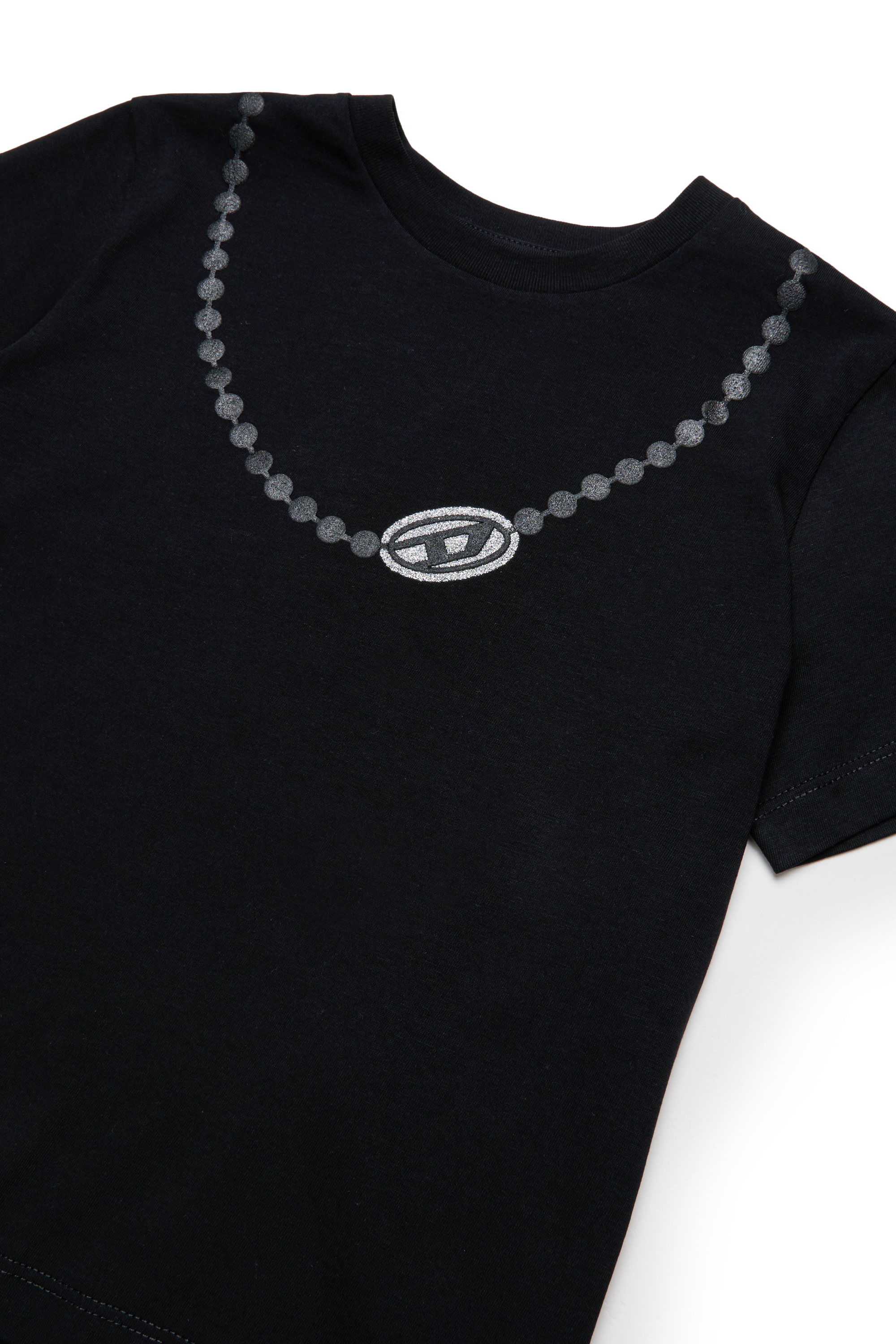 Diesel - TICLA, Woman's Cotton T-shirt with necklace print in Black - 3