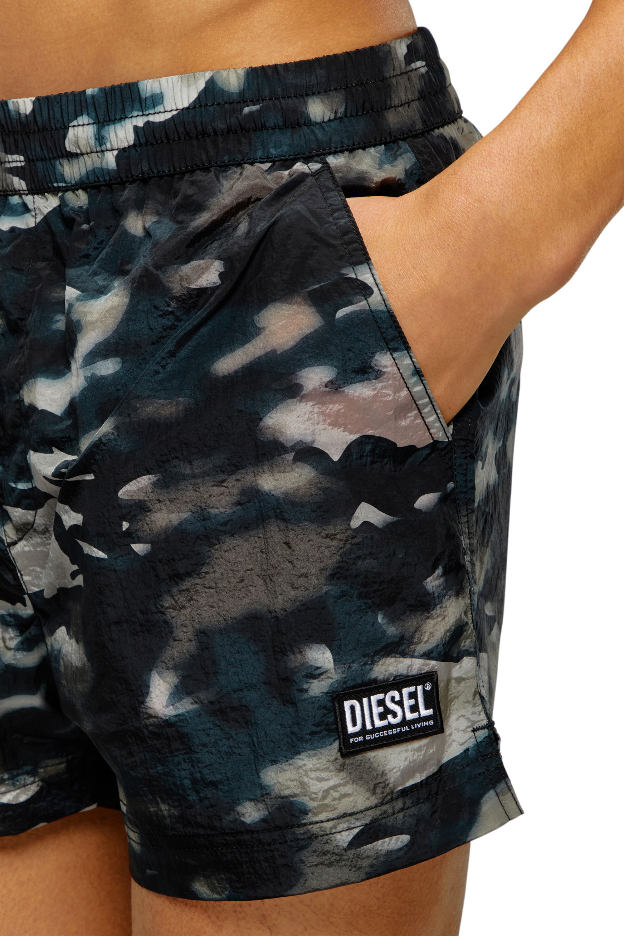 Diesel - BMBX-MARIO-34CM-UTILITY, Man Swim shorts with utilitarian print in Blue - Image 4