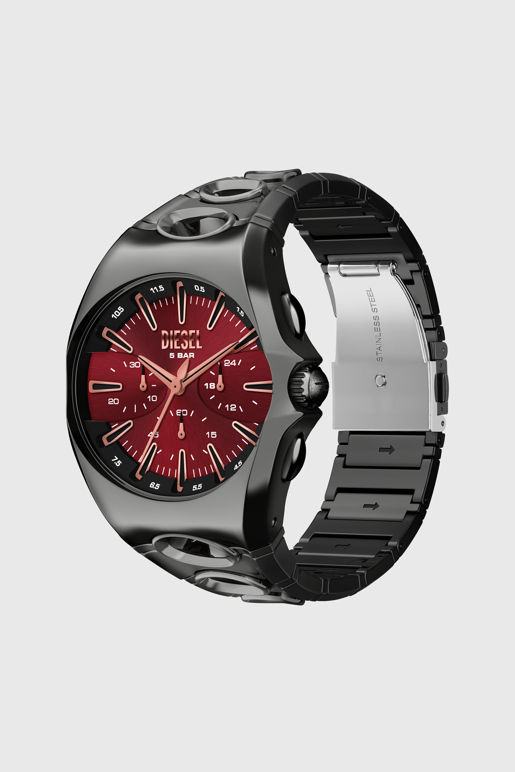 Diesel - DZ4726 WATCH, Man's D-Curve gunmetal stainless steel watch in Black - 7