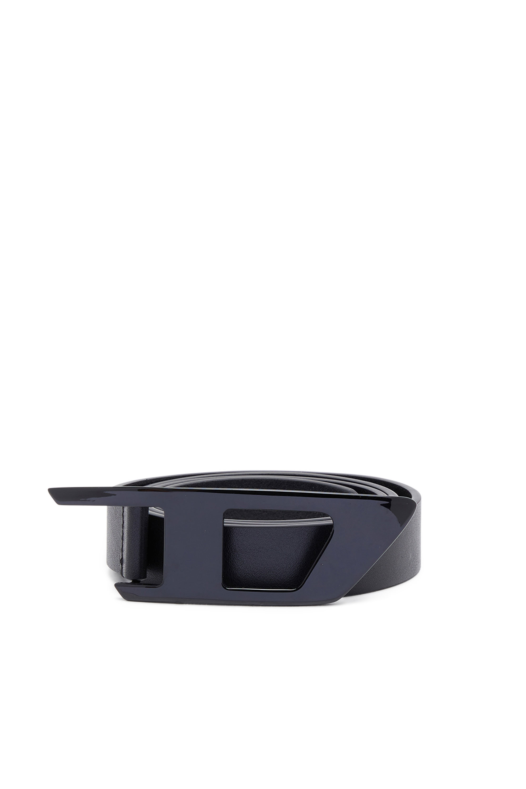 Diesel - B-DLOGO II, Man Slim leather belt with D buckle in Black - Image 2