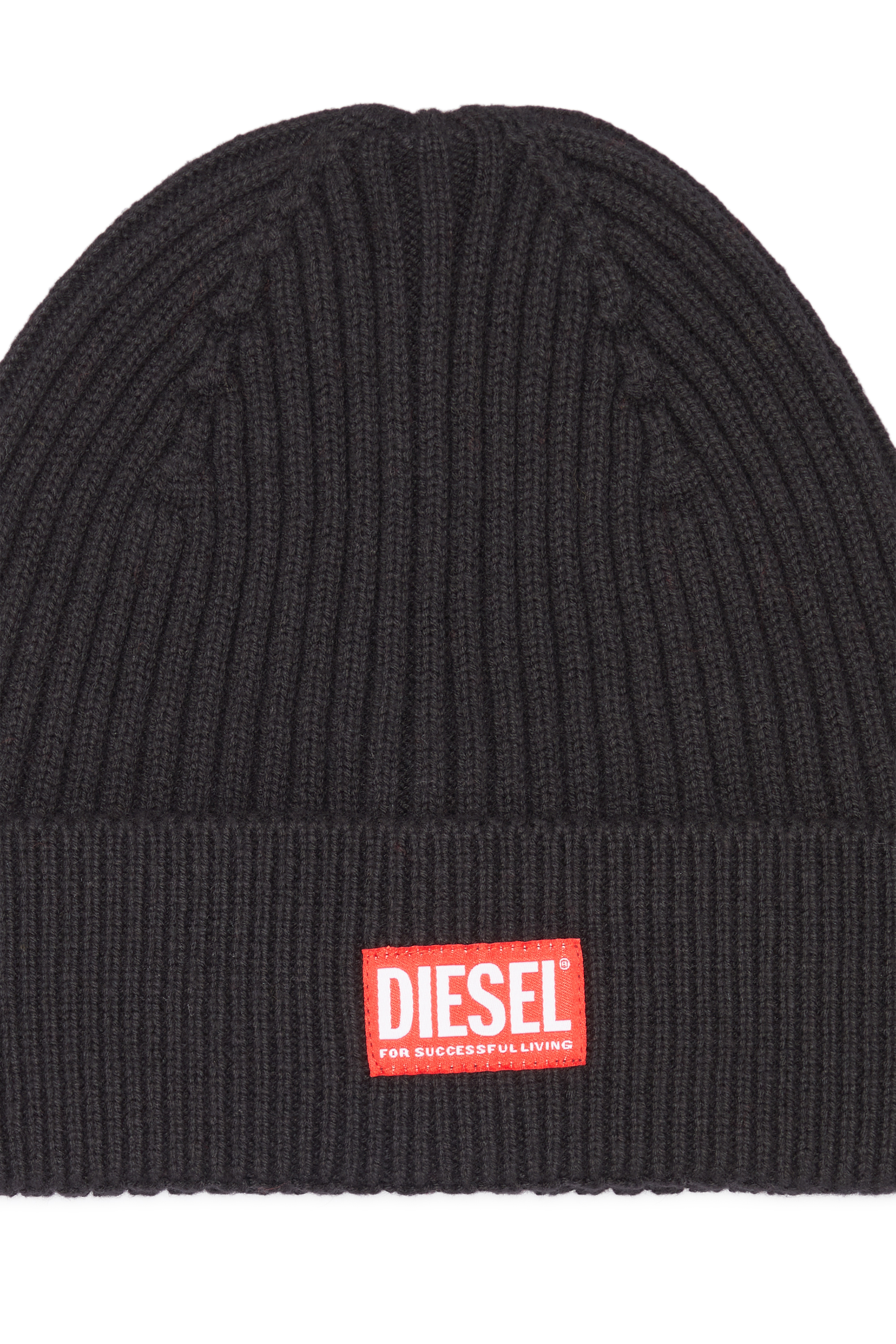 Diesel - K-CODER-H 2X2, Unisex's Ribbed beanie with logo patch in Black - 3