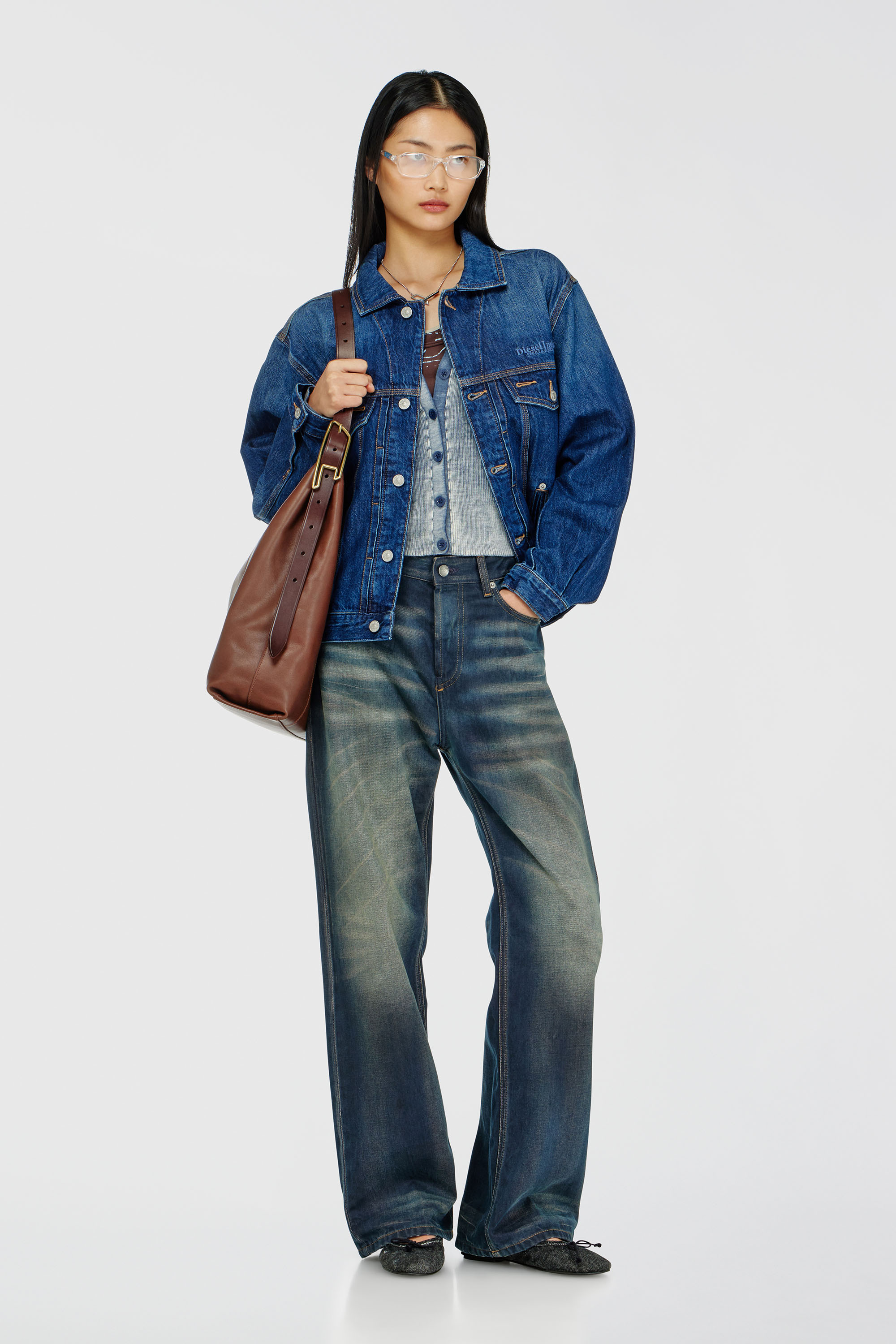 Diesel - D-DENVER, Unisex's Trucker jacket in denim in Medium blue - 2