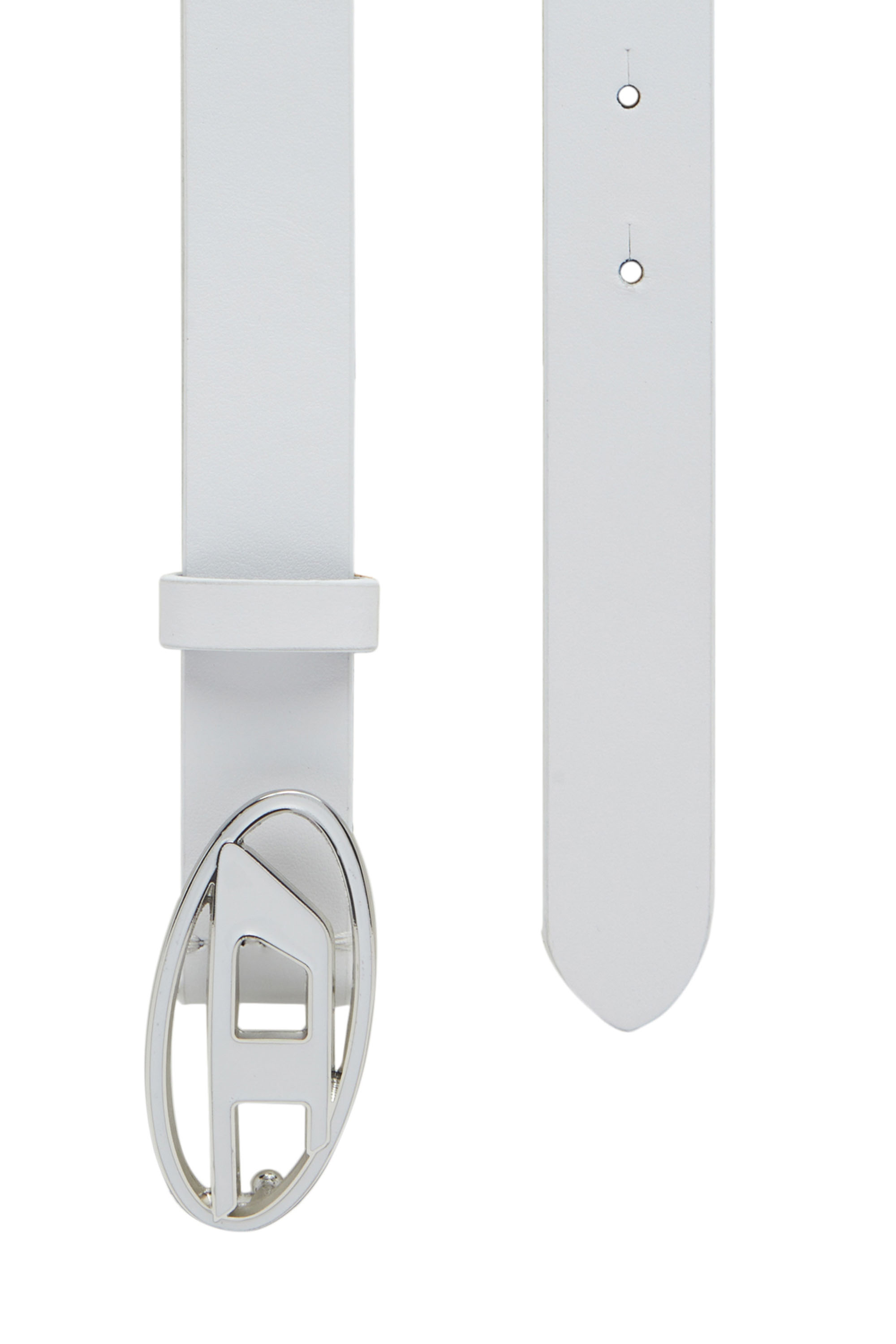 B-1DR 25, White Diesel - B-1DR 25, Woman's 2.4cm leather belt with enamelled buckle in White - 2