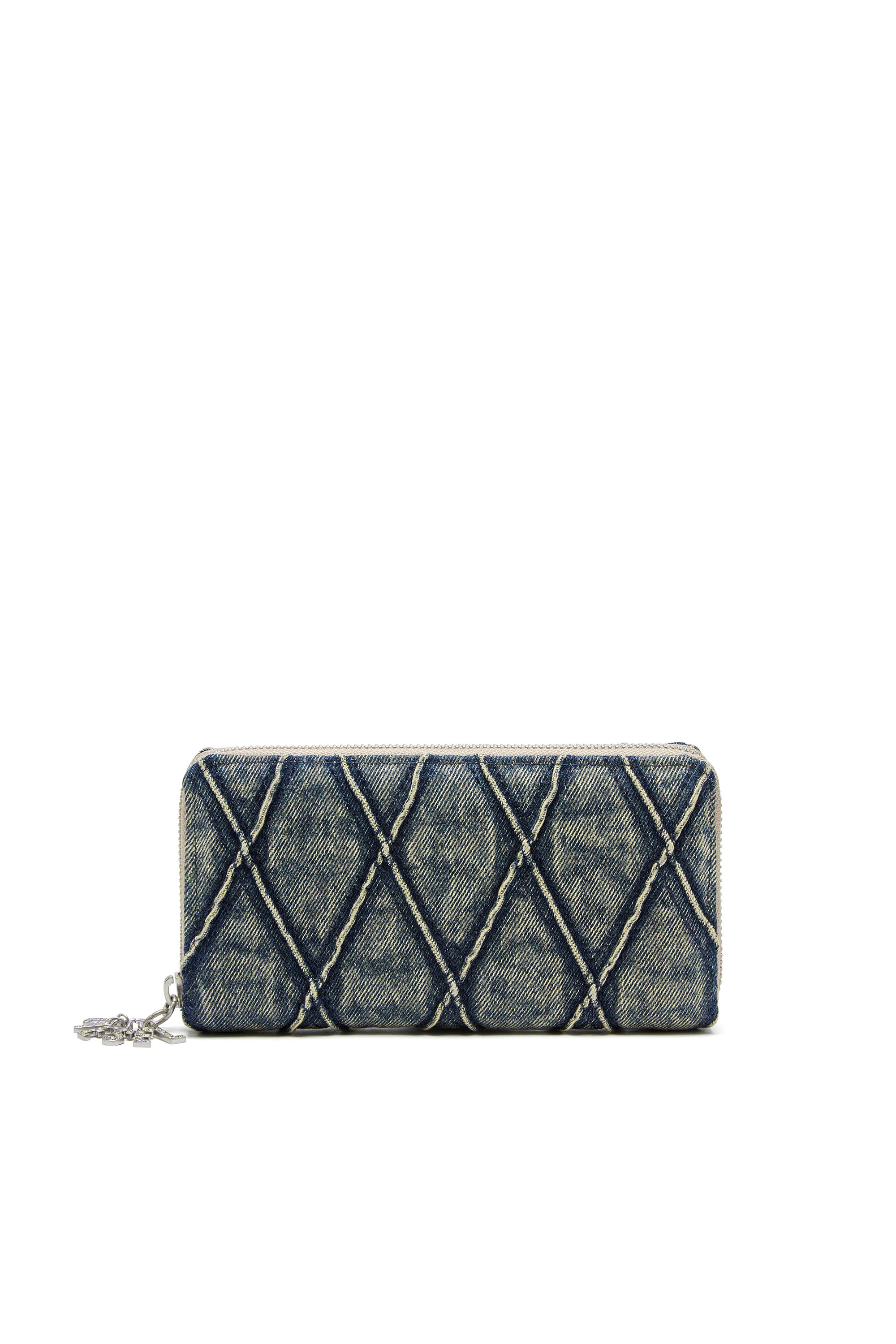 CHARM-D CONTINENTAL ZIP L, Dark Blue Diesel - CHARM-D CONTINENTAL ZIP L, Woman's Zip wallet in Argyle quilted denim in Dark Blue - 1