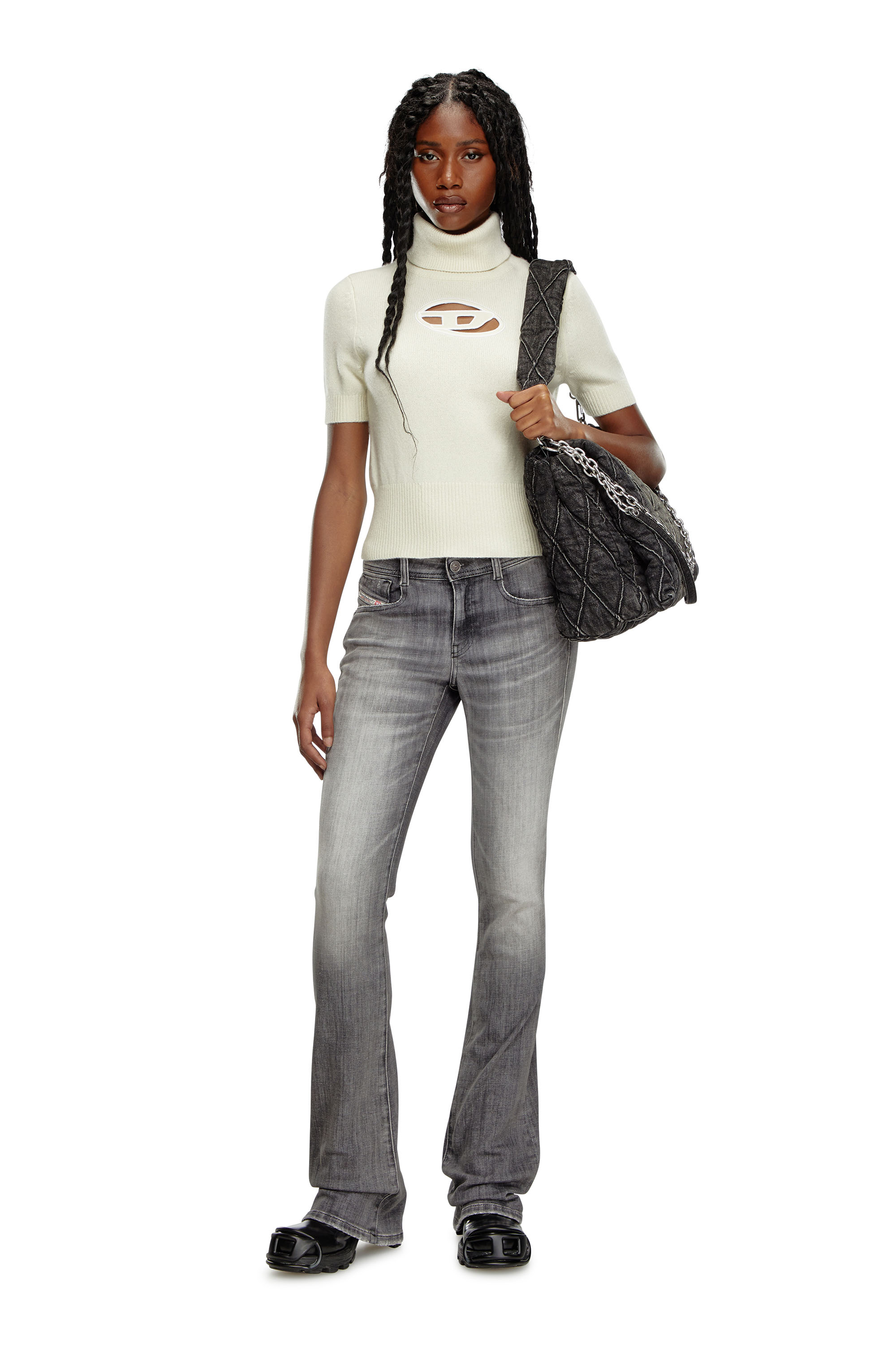 CHARM-D SHOULDER L, Black Diesel - CHARM-D SHOULDER L, Woman's Charm-D L-Large shoulder bag in quilted denim in Black - 6