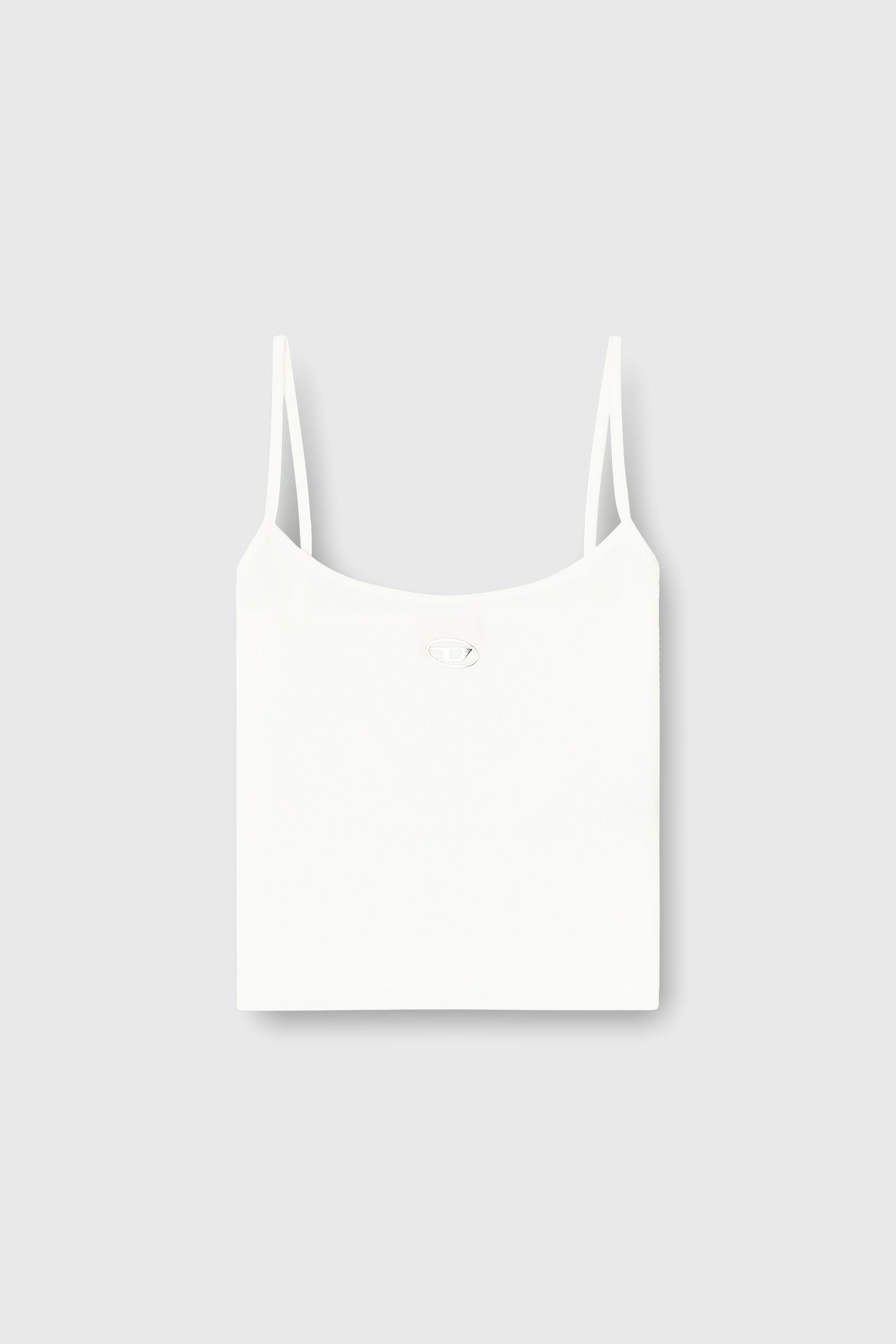 Diesel - T-HUPY-OD, Woman's Ribbed tank top with metallic Oval D in White - 2