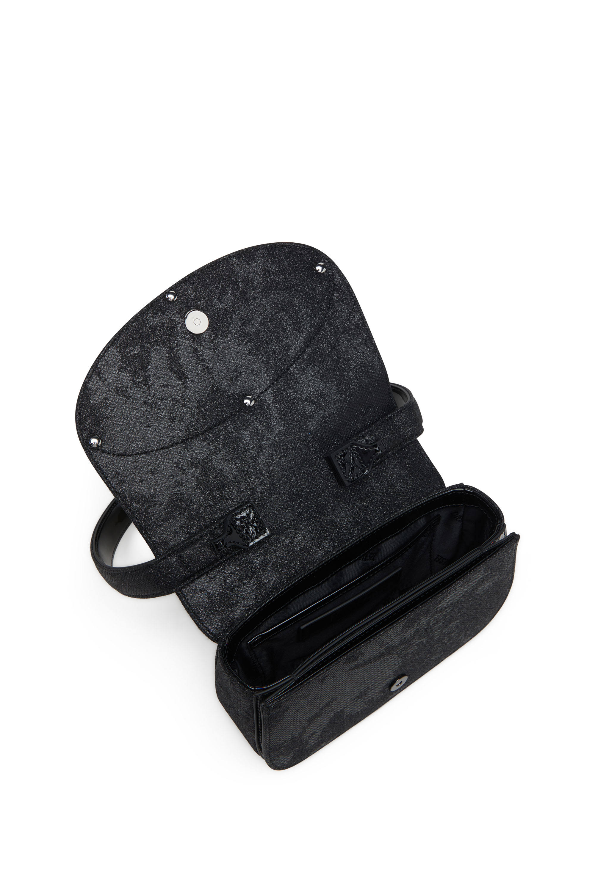 Diesel - 1DR, Woman's 1DR-Iconic 1DR bag in glitter-camo Lurex in Black - 4