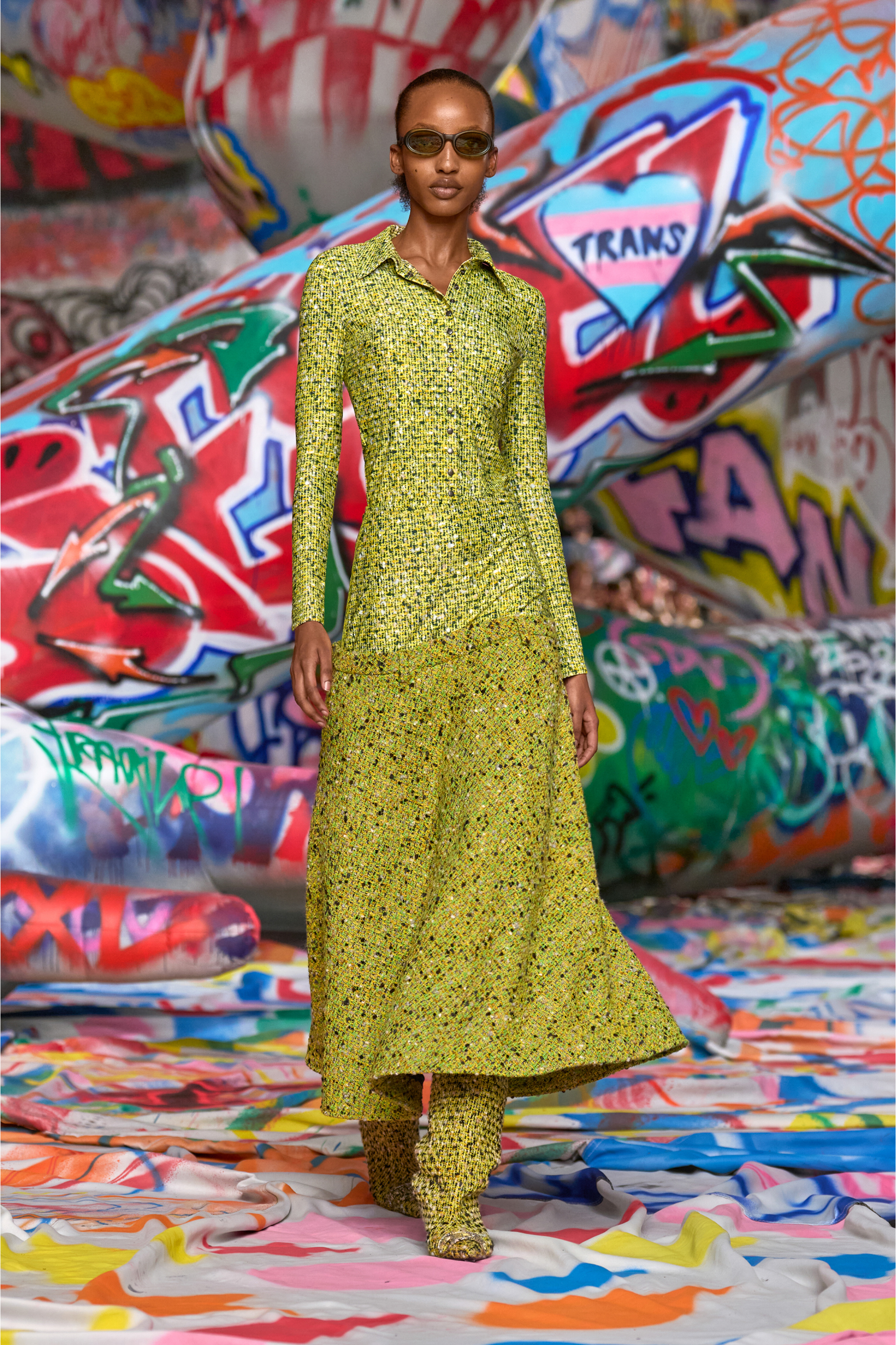 O-GRACE-MIX, Green Diesel - O-GRACE-MIX, Woman's Bouclé skirt with lycra waist in Green - 6