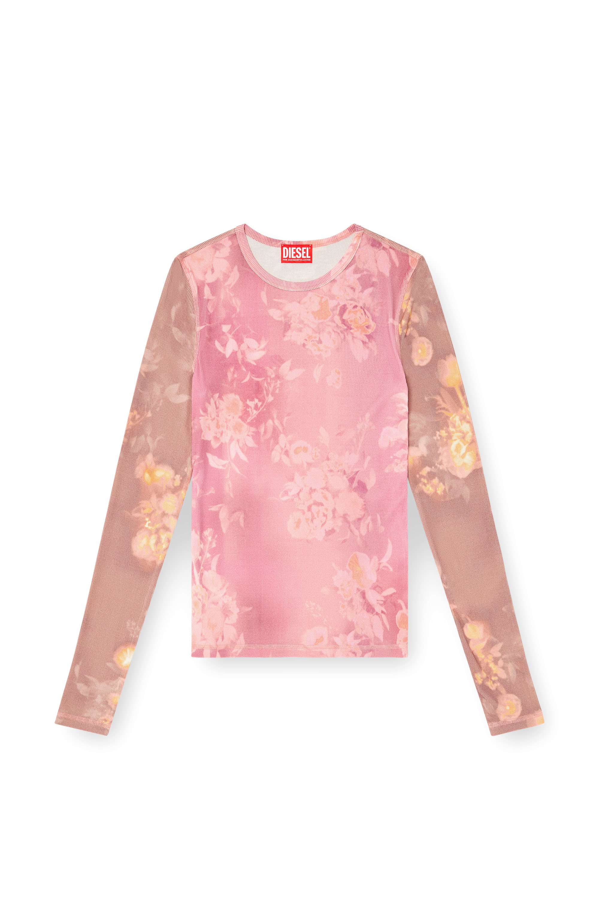 Diesel - T-MOKY-LS, Woman's Top in floral-print ribbed jersey in null - 2