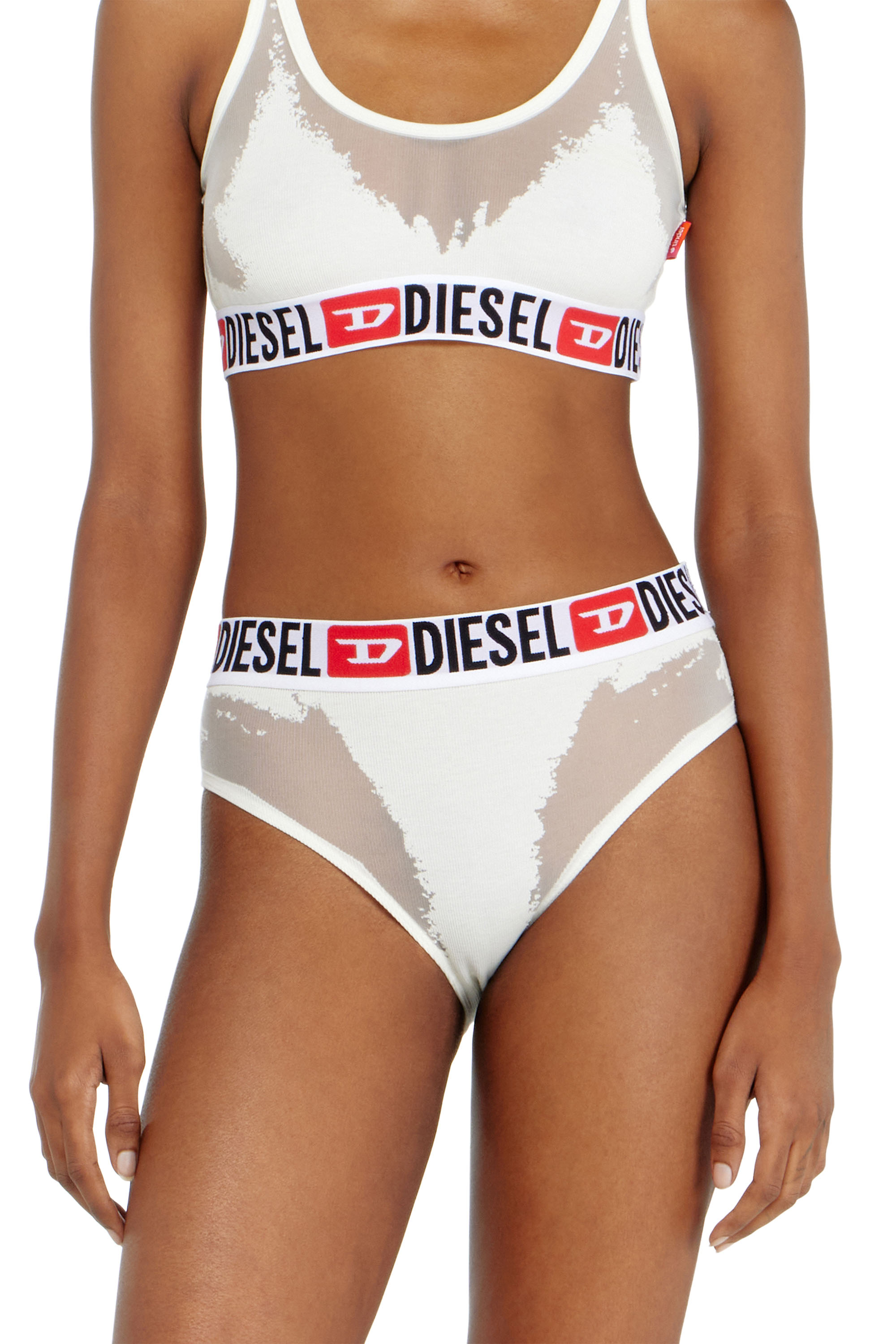 Diesel - PR-SAM-D-CORE, Woman's Briefs with sheer devor&eacute; effect in White - 2