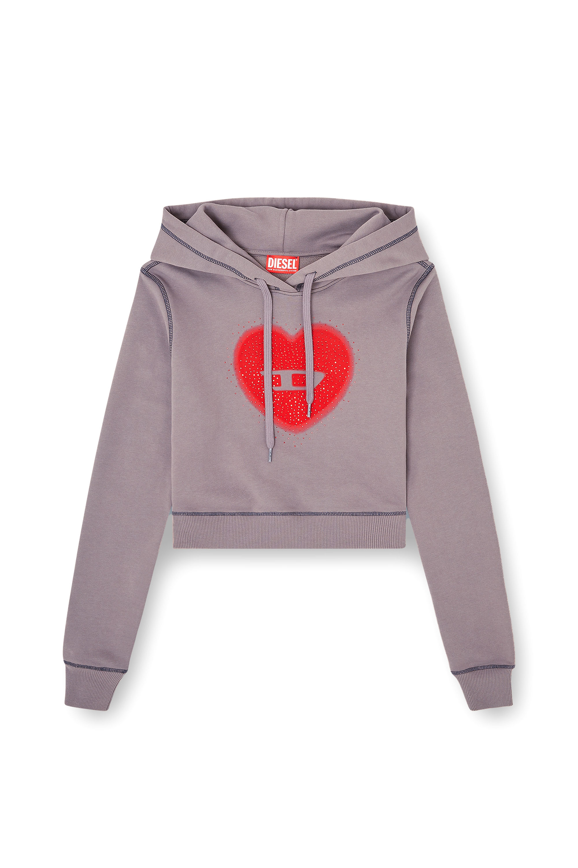 Diesel - F-SLIMMY-HOOD-S5, Woman's Hoodie with heart print and studs in null - 3