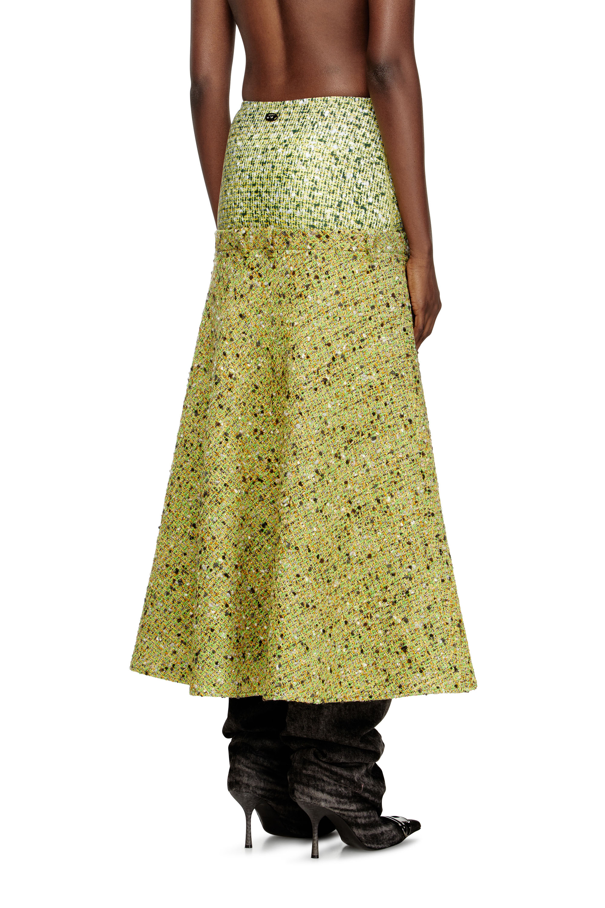 O-GRACE-MIX, Green Diesel - O-GRACE-MIX, Woman's Bouclé skirt with lycra waist in Green - 4