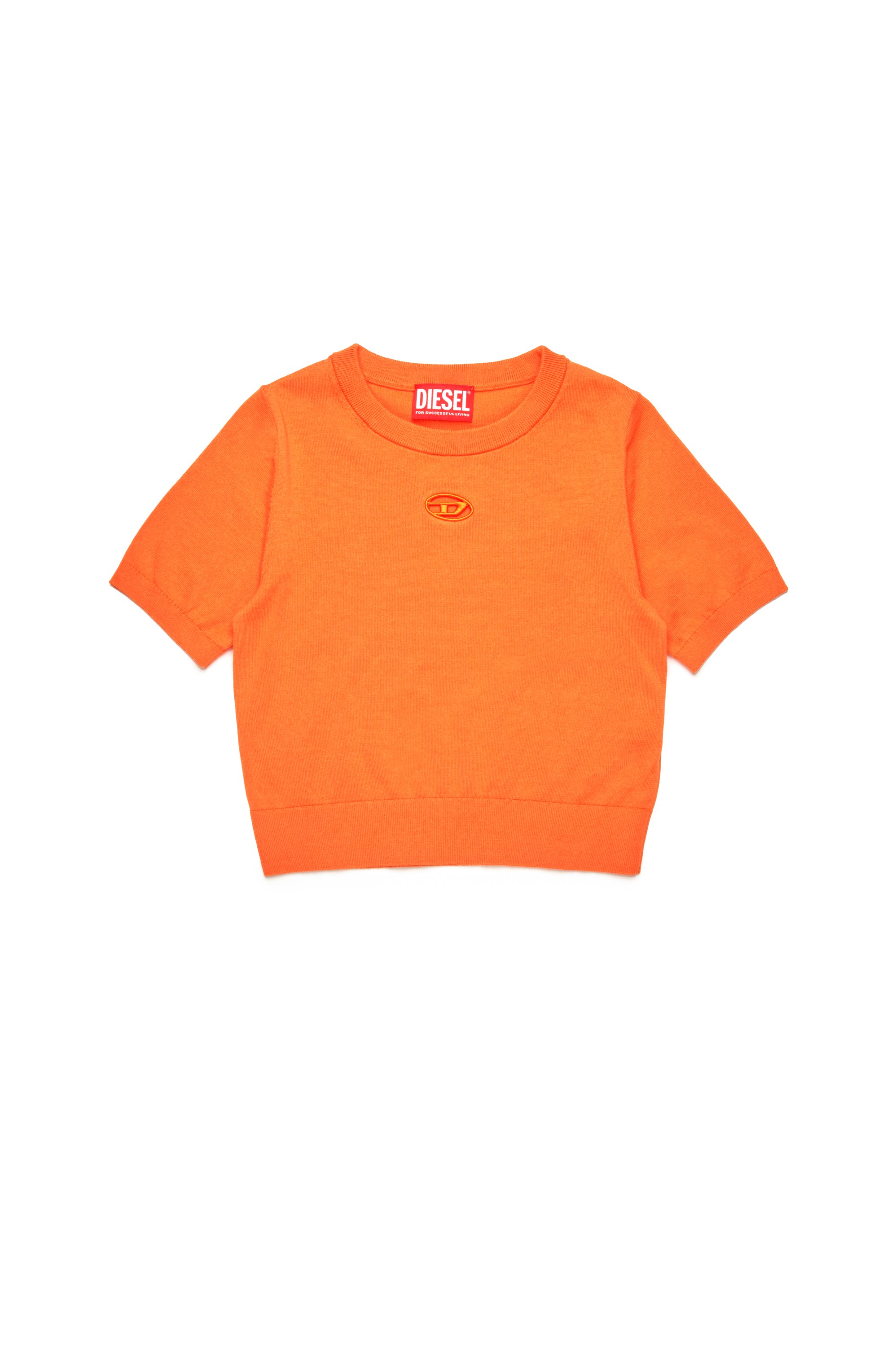 Diesel - KMARGA, Woman's Knitted T-shirt with cut-out Oval D logo in Orange - 1