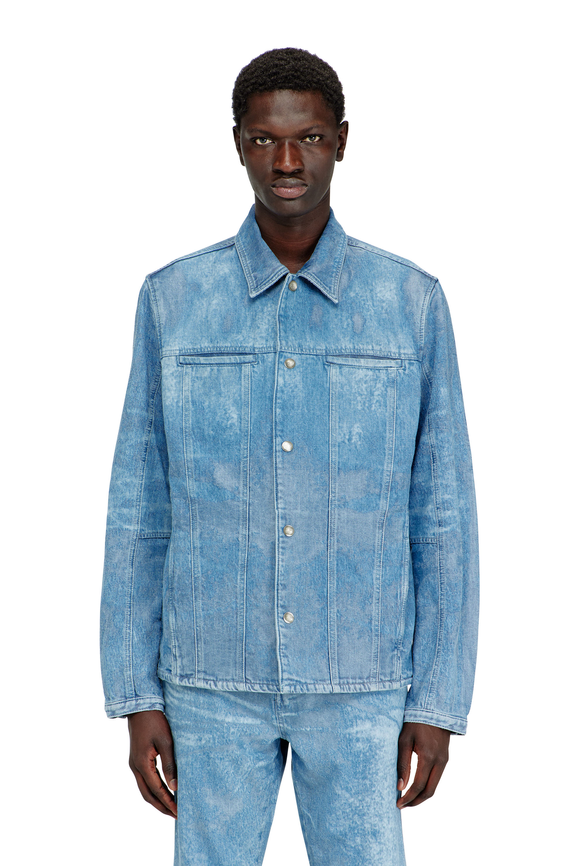 Diesel - D-SERON-FSI, Man's Jacket in satin denim in Light Blue - 3