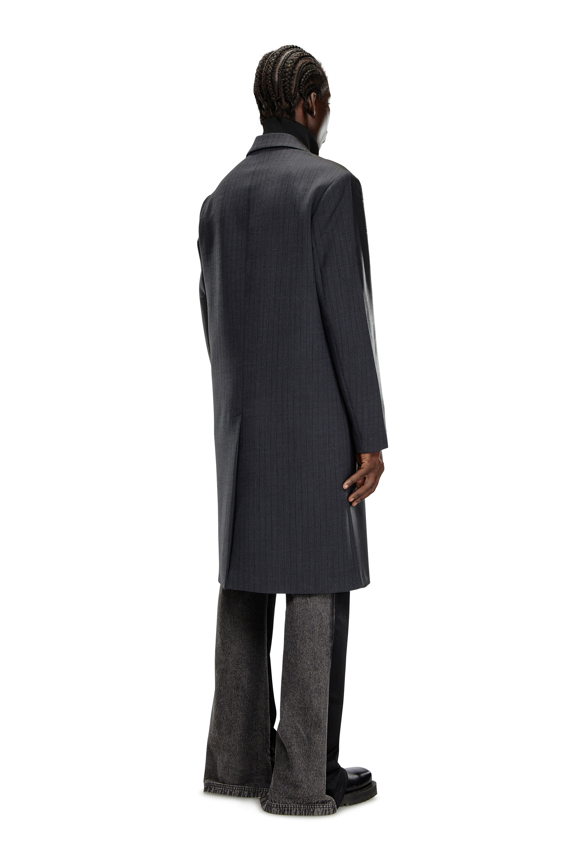 Diesel - J-DENNER, Man Coat in pinstriped cool wool in Black - Image 4