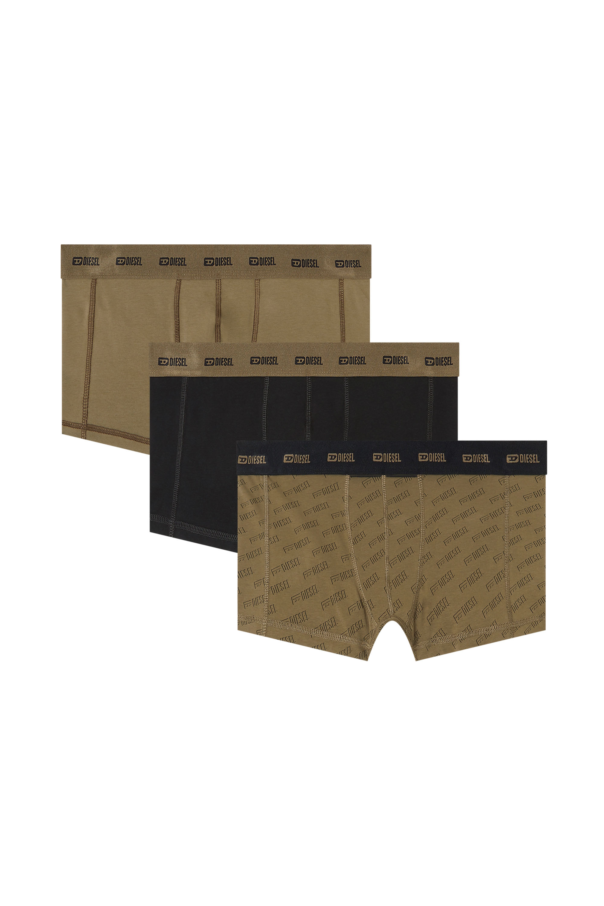 Diesel - DAMIEN-UTLT-3PACK, Man's 3-pack boxer briefs with stylised logo in Military Green - 1