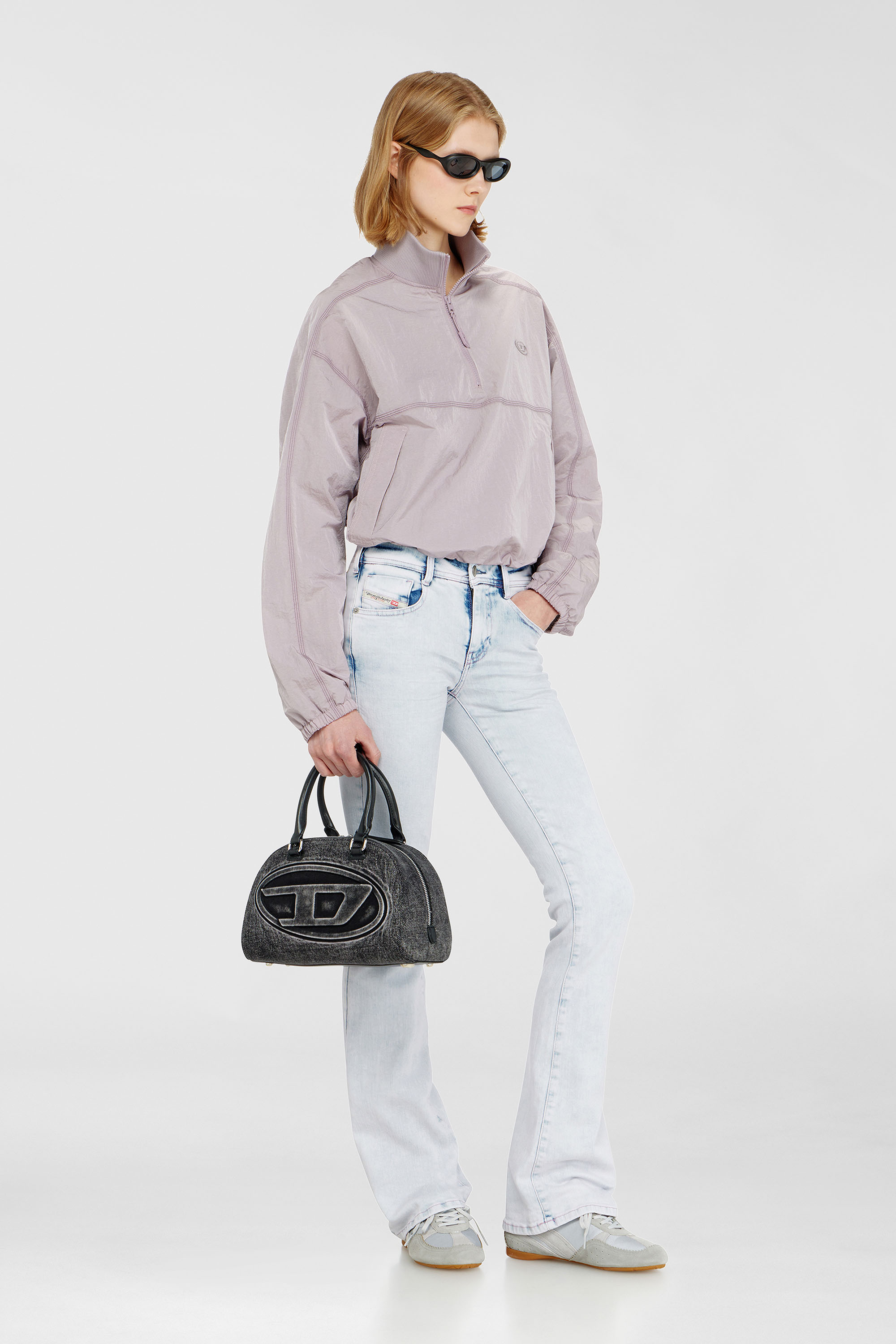Relaxed nylon jacket with mock neck