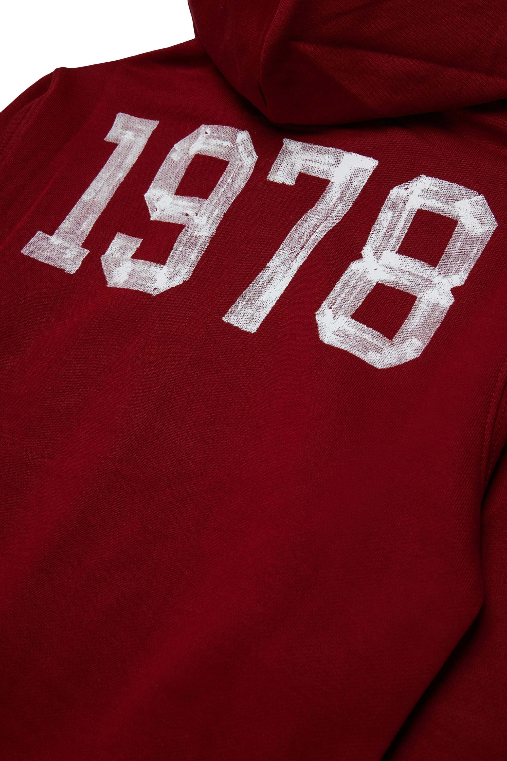 Diesel - SBANDHOOD OVER, Man's Zip-up hoodie with paint-effect logo prints in Red - 4