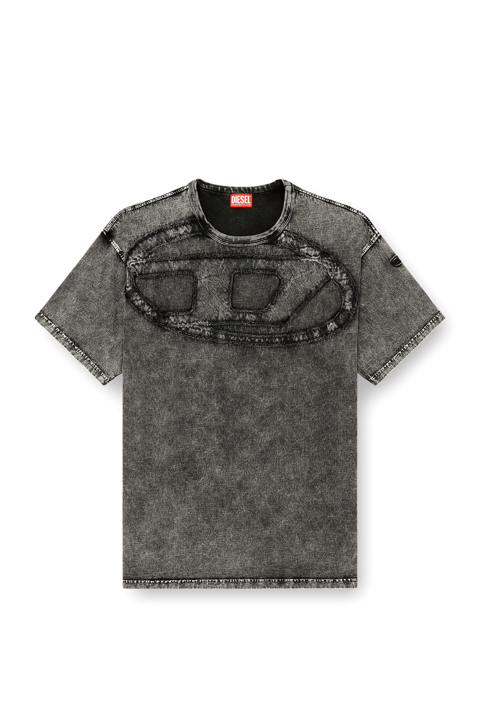 Diesel - T-BOXT-DEN, Man's Relaxed cotton T-shirt with Oval D applique in Black - 3