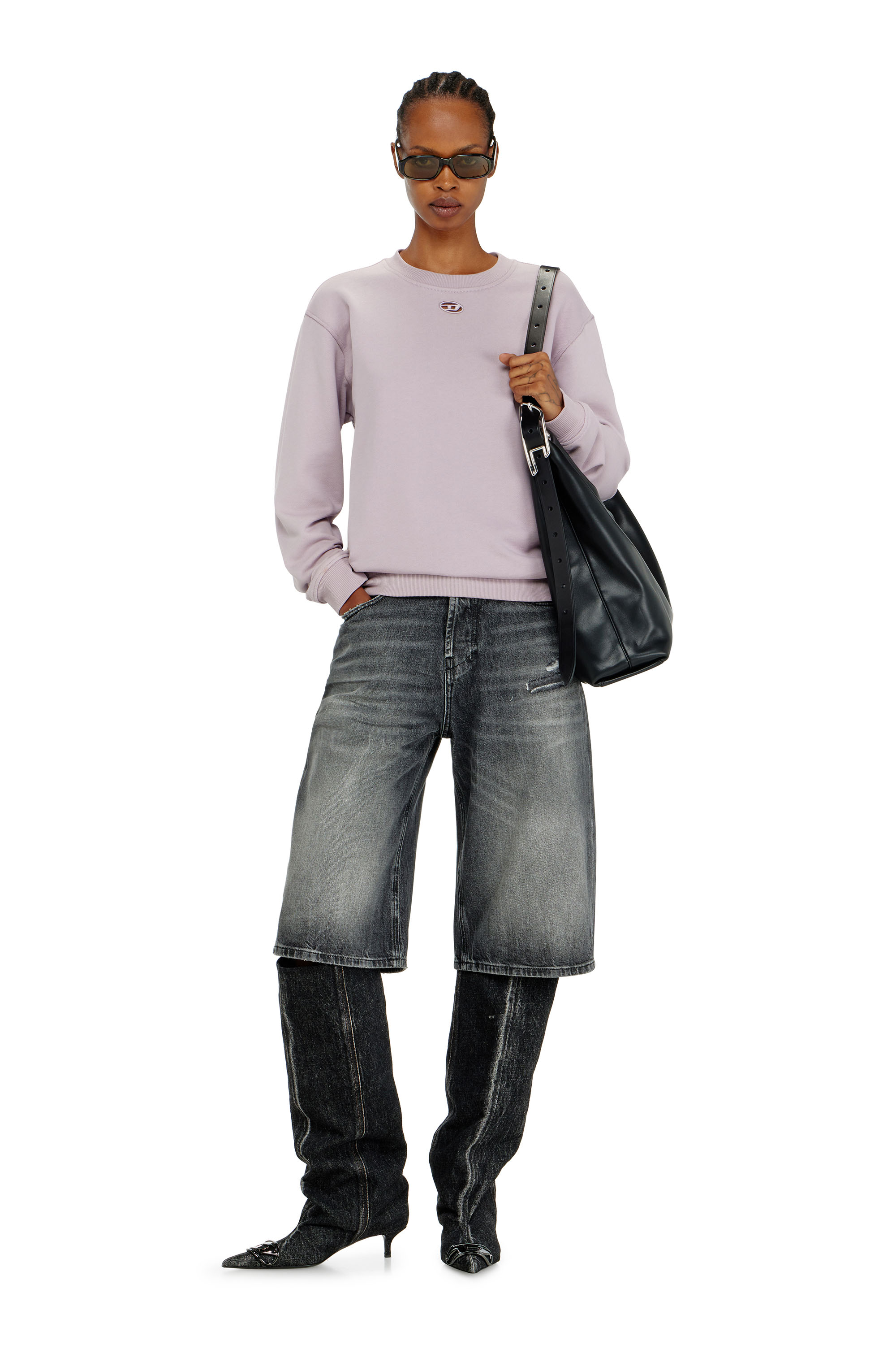 Diesel - F-NORMY-OD, Woman's Cotton sweatshirt with Oval D embroidery in Lilac - 2