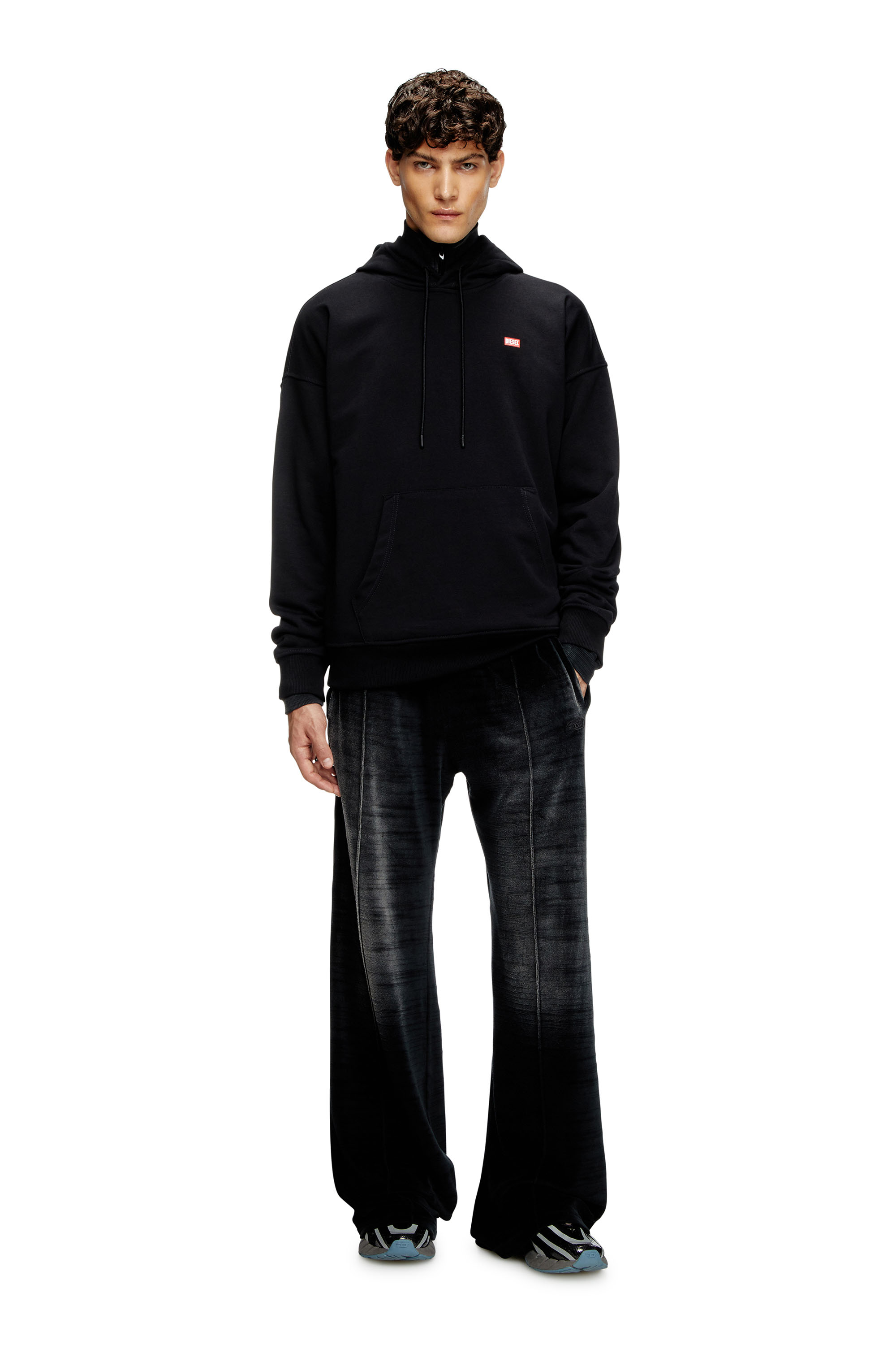 S-ROB-HOOD-R1, Black Diesel - S-ROB-HOOD-R1, Man's Hoodie with small logo in Black - 1