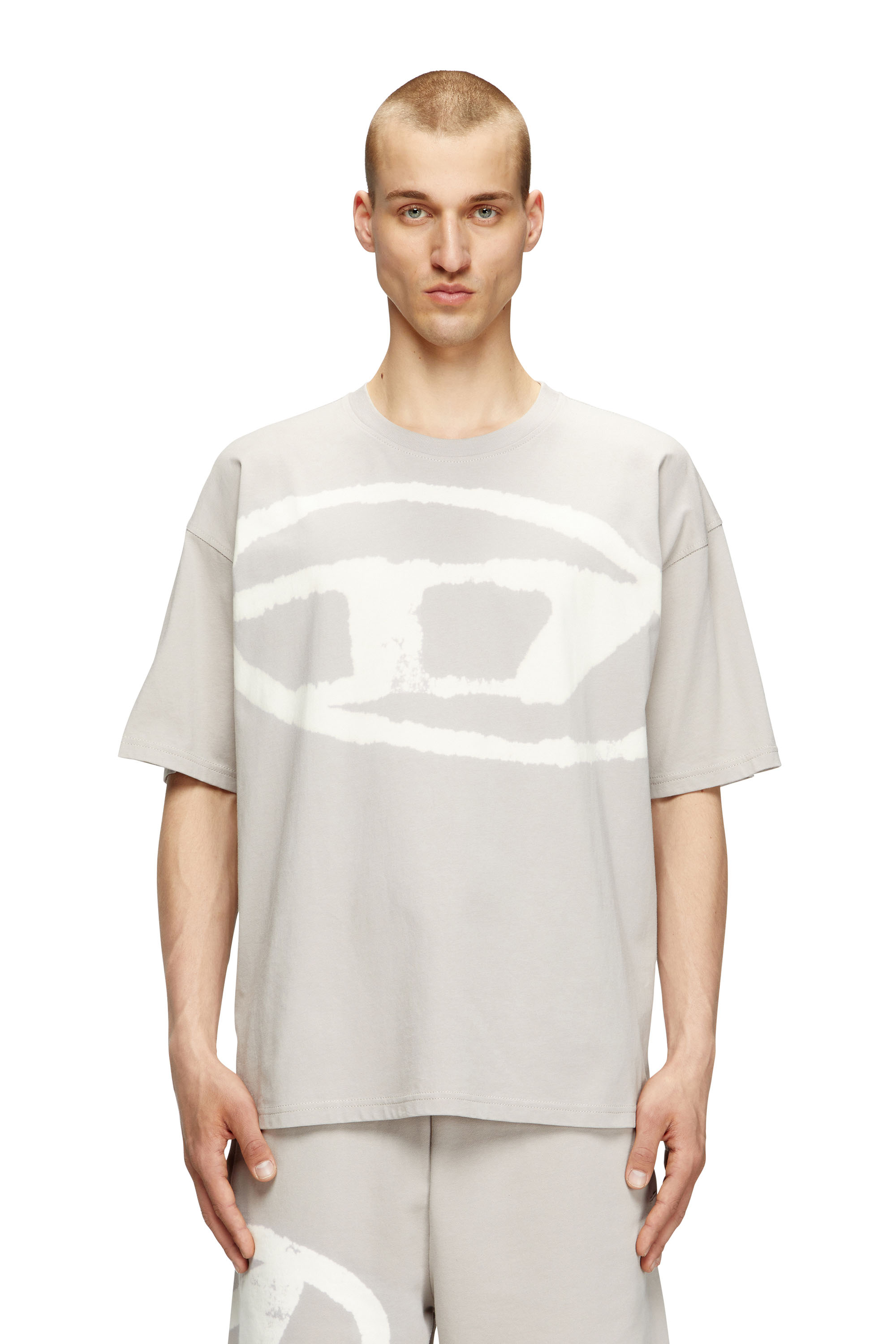 Diesel - T-BOXT-BLEACH, Man's T-shirt with bleached Oval D logo in Grey - 3