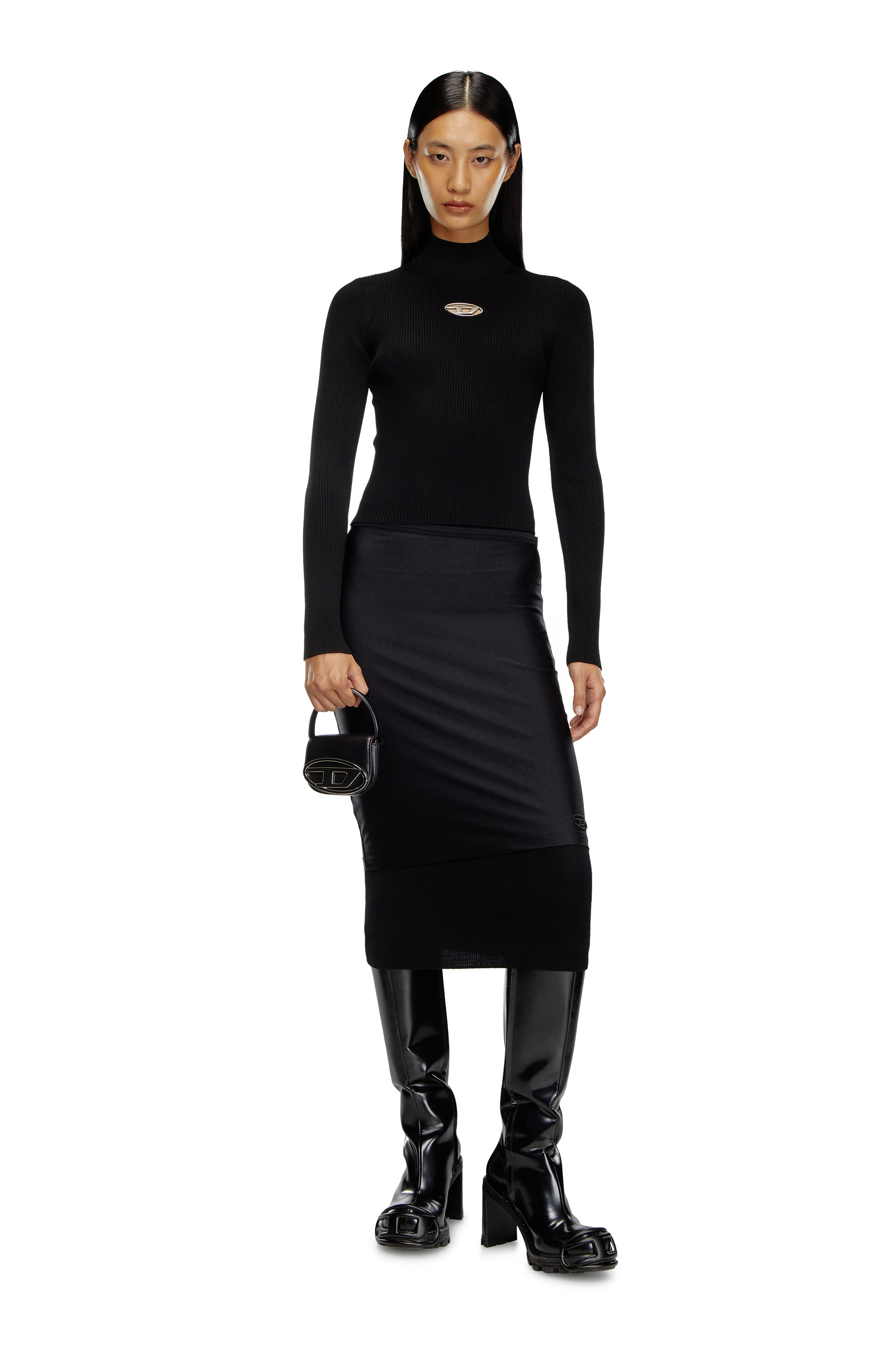 M-VALARI-TN, Black Diesel - M-VALARI-TN, Woman's Rib-knit top in Black - 1