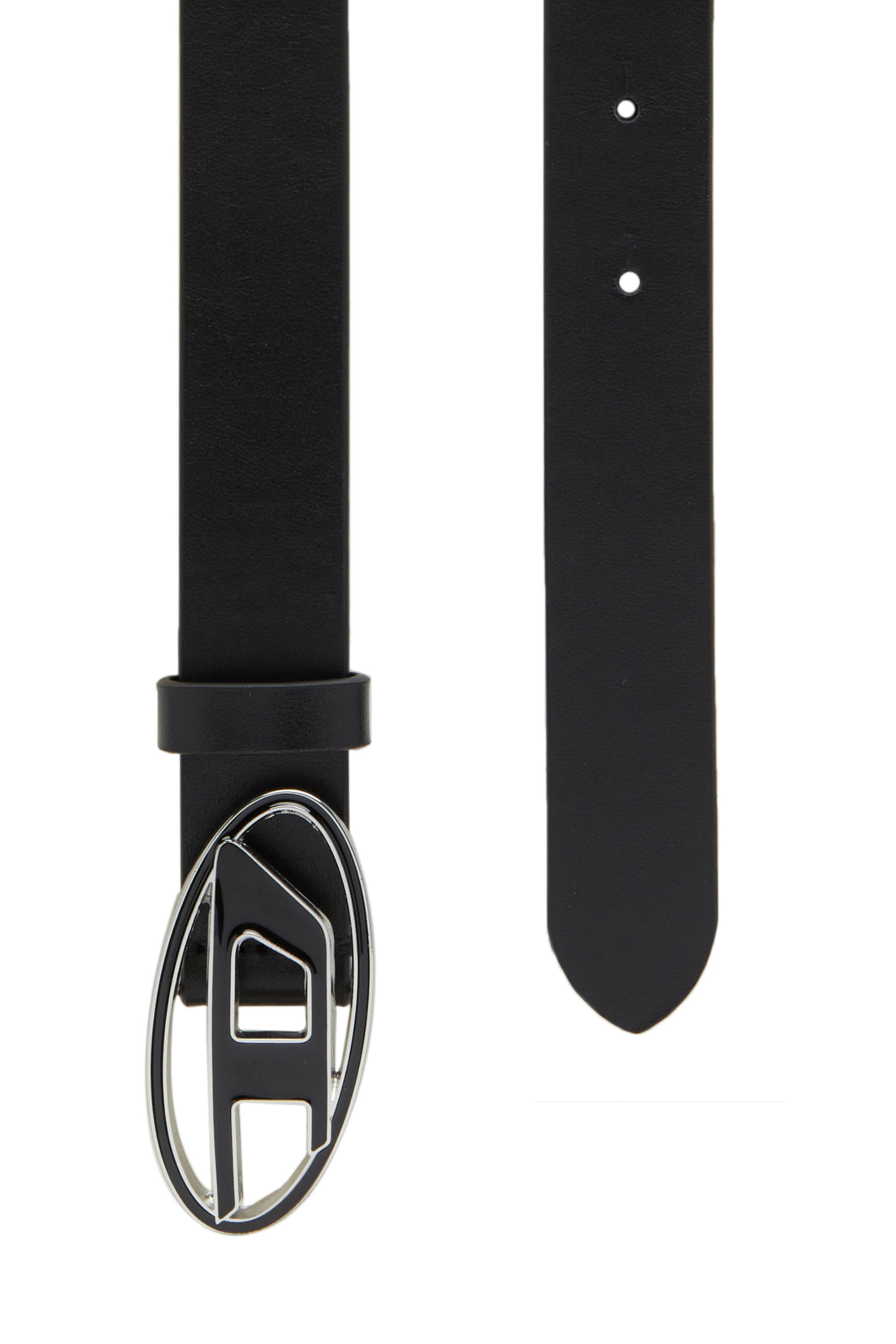 Diesel - B-1DR 25, Woman's 2.4cm leather belt with enamelled buckle in Black - 2