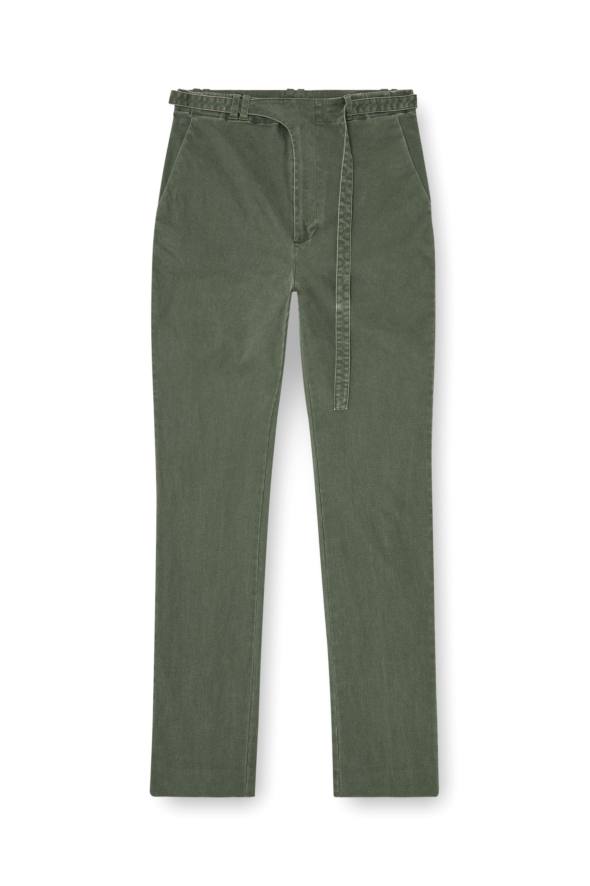 Diesel - P-NEDAR-CO, Man's Coated cotton-twill pants with biker strap in Green - 3