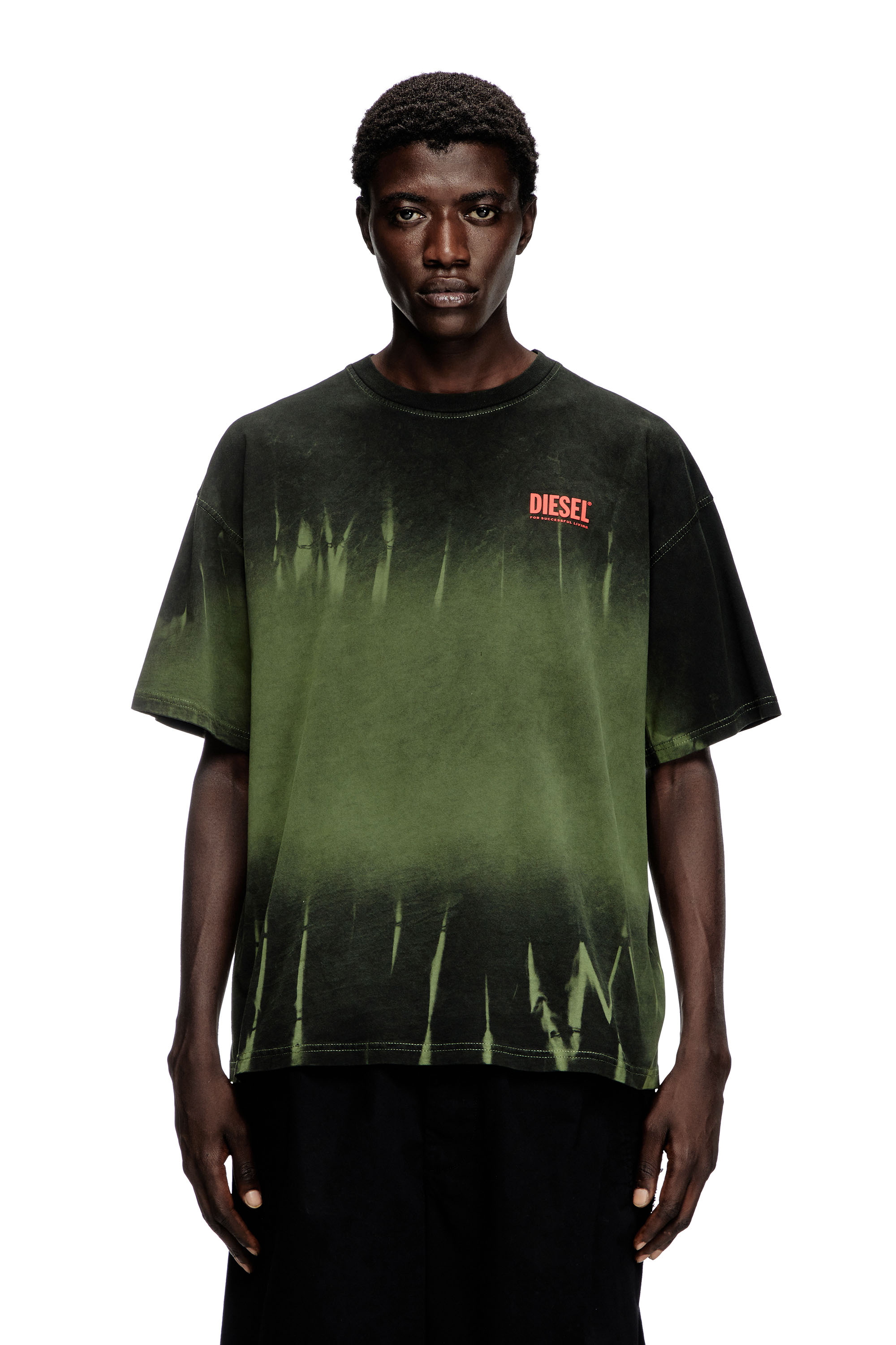 Diesel - T-BOXT-R3, Man's Tie-dye T-shirt with logo print in Dark Green - 5