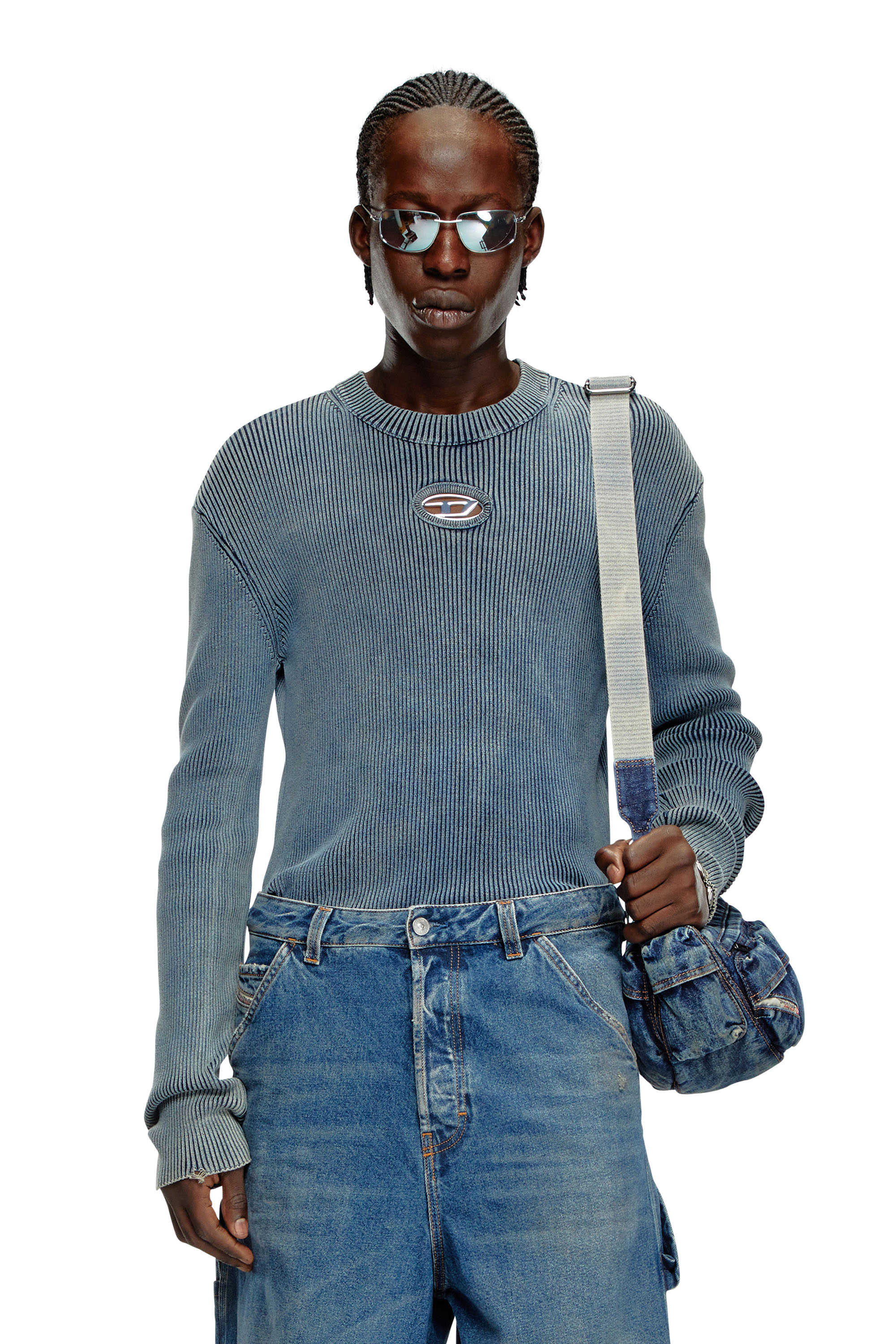 K-DARIN-A, Blue Diesel - K-DARIN-A, Man's Cut-out jumper with Oval D in Blue - 3