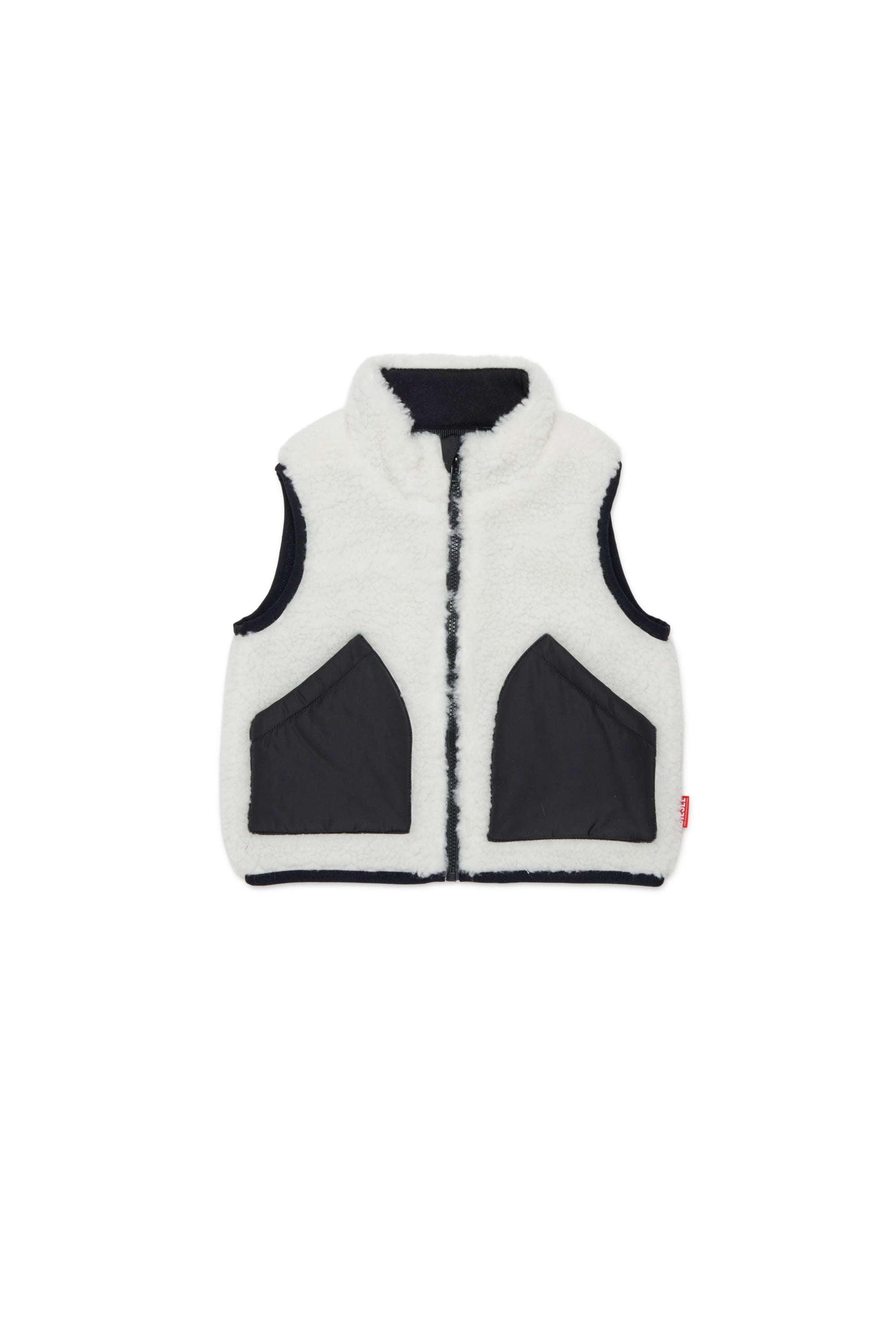 Diesel - JSEARB, Man's Colour-block vest in teddy fleece and nylon in White - 1